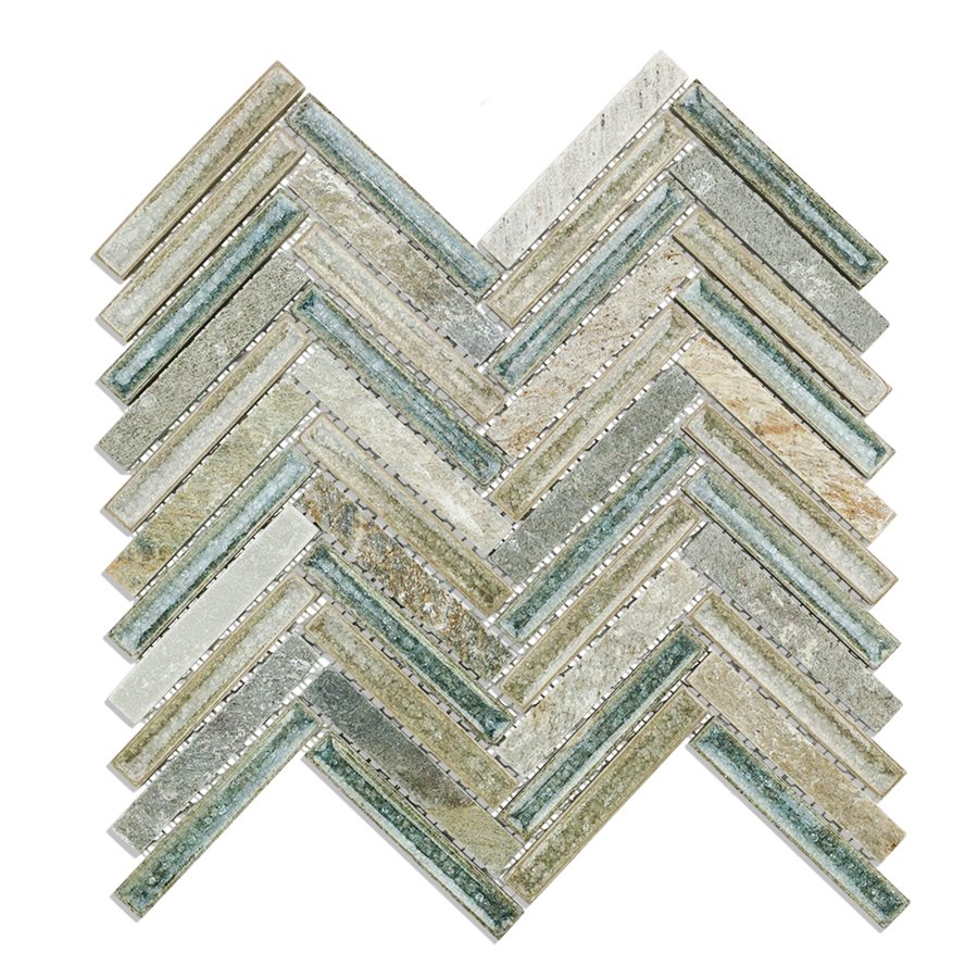 Close Out - Art Glass Herringbone Quartz Sea