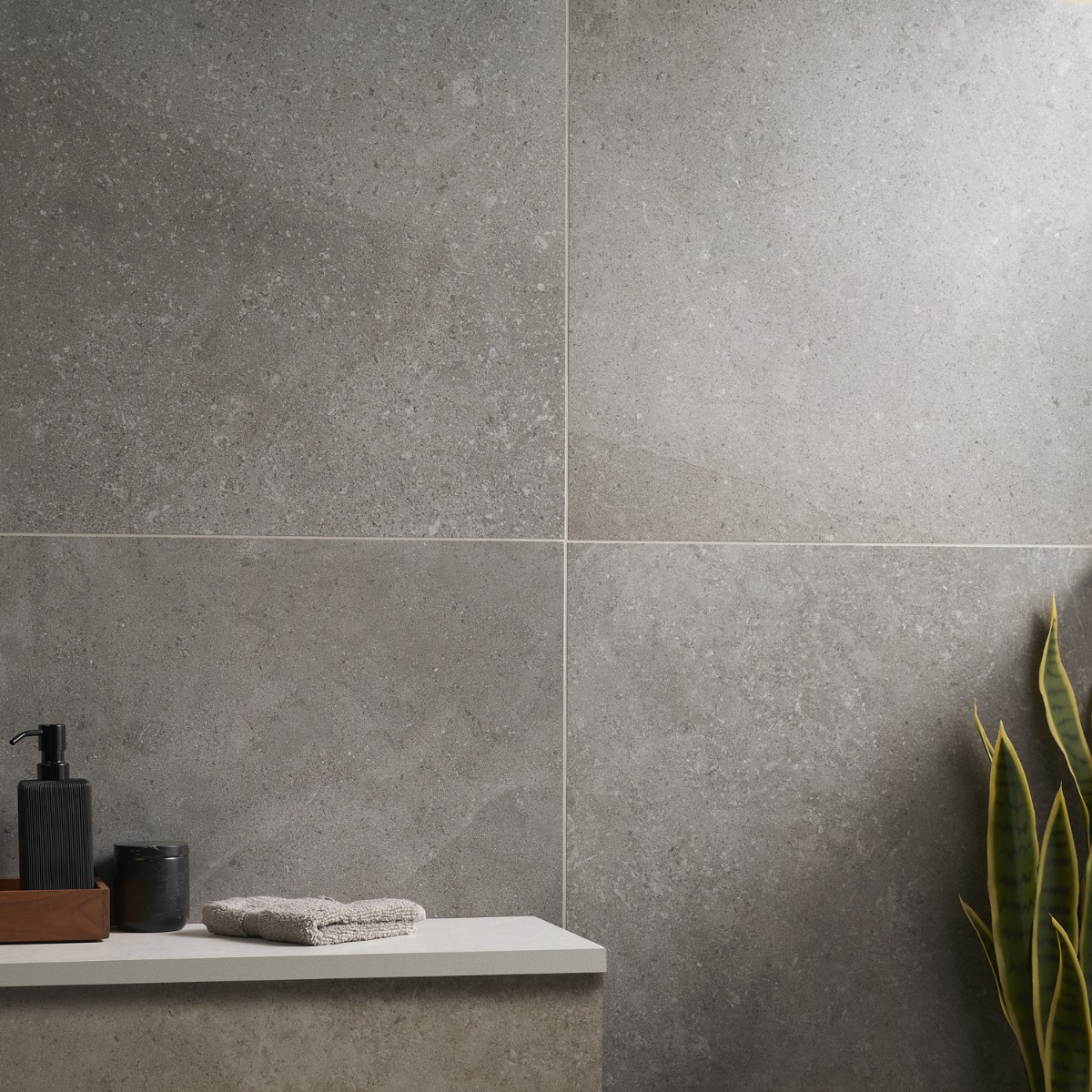 Ages Fossil Dark Gray 24x24 Limestone Look Matte Porcelain Tile