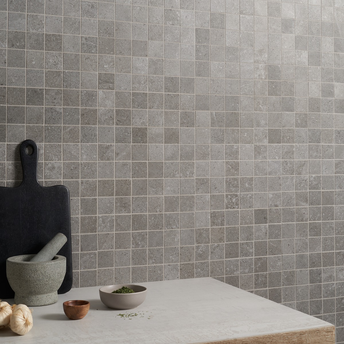 Ages Fossil Dark Gray 2x2 Limestone Look Matte Porcelain Mosaic Tile