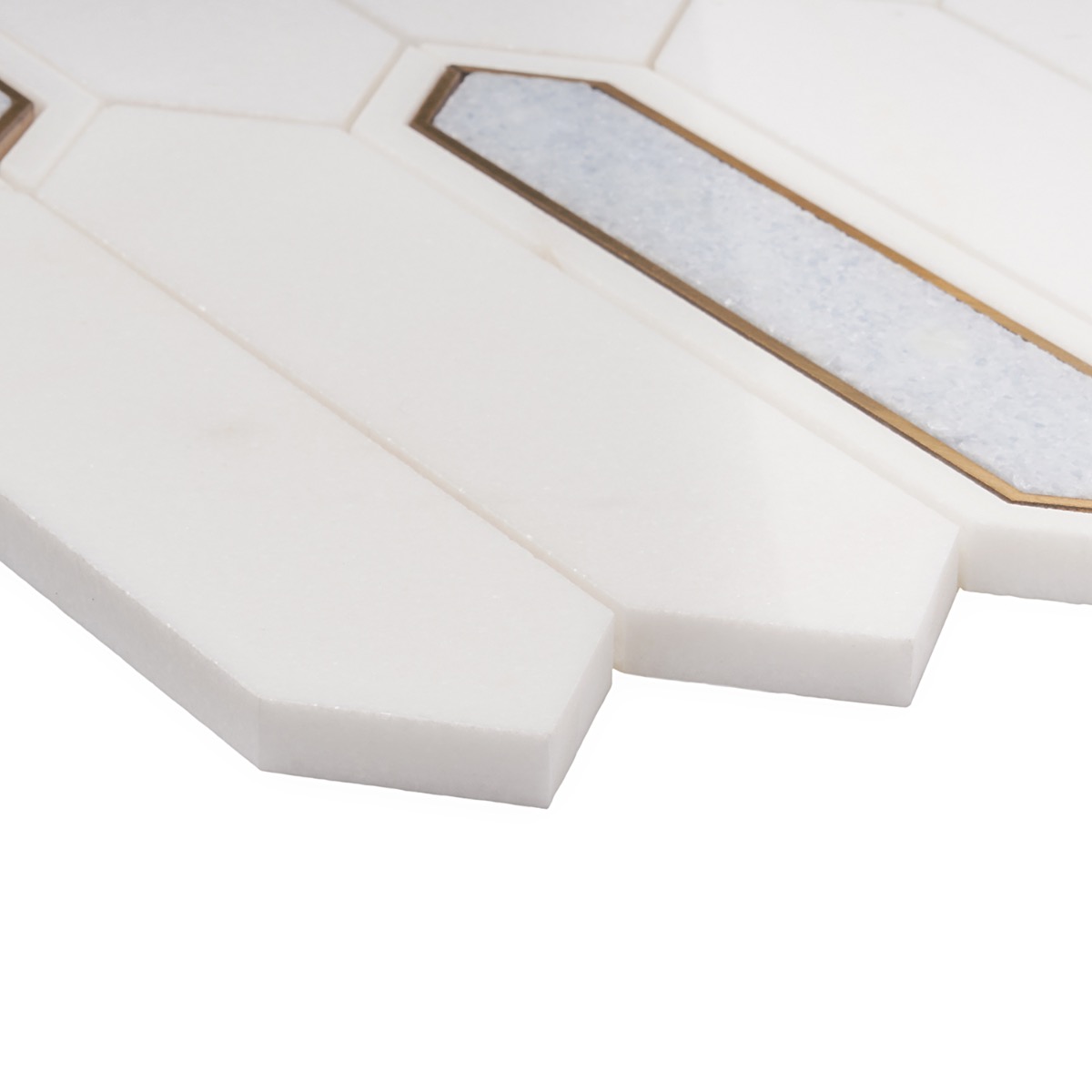 Madelyn Blue - Blue Celeste- White Thassos & Brass Polished Marble + Brass