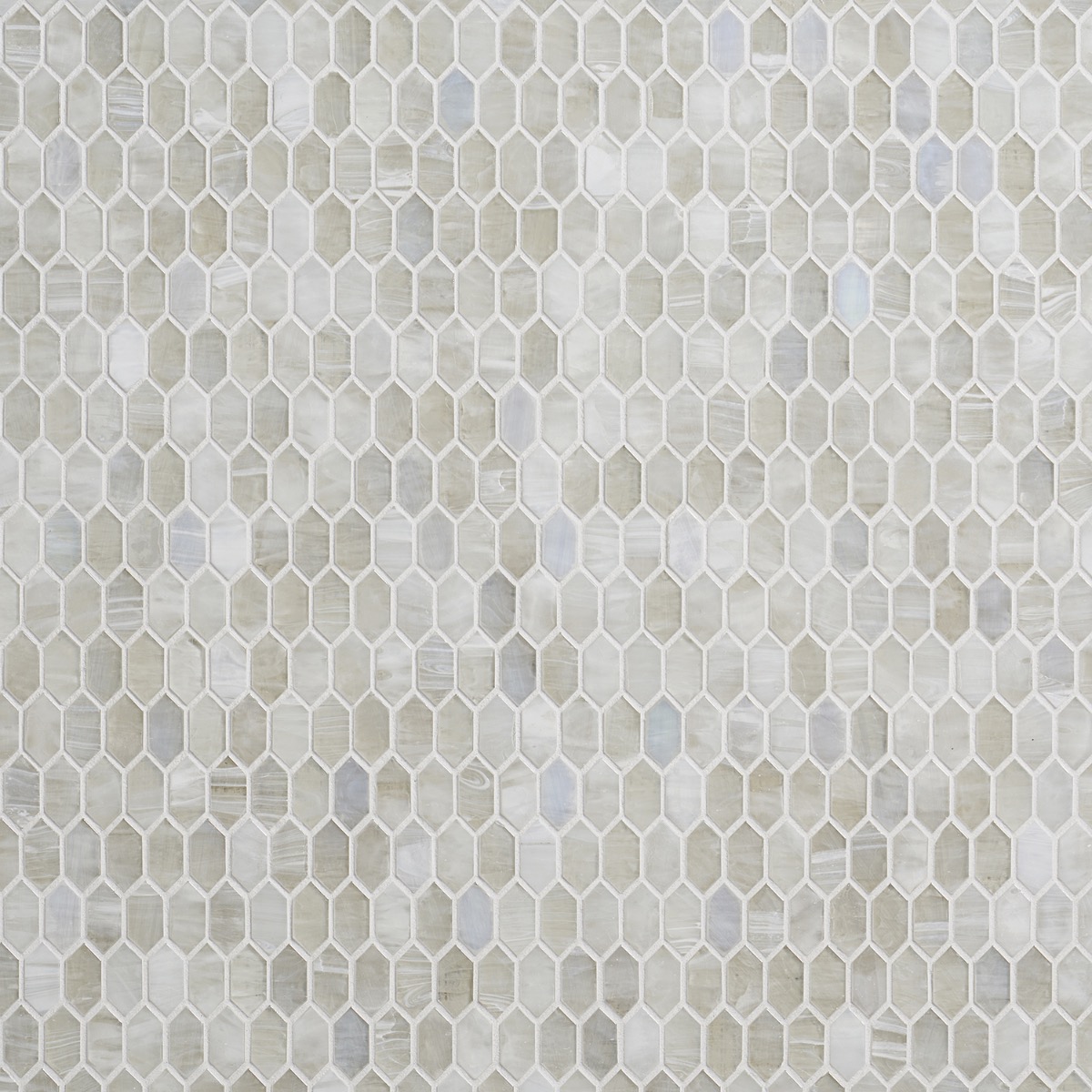 Moonlit Iridescent Mist White 1/4" x 1" Polished Glass Mosaic Tile