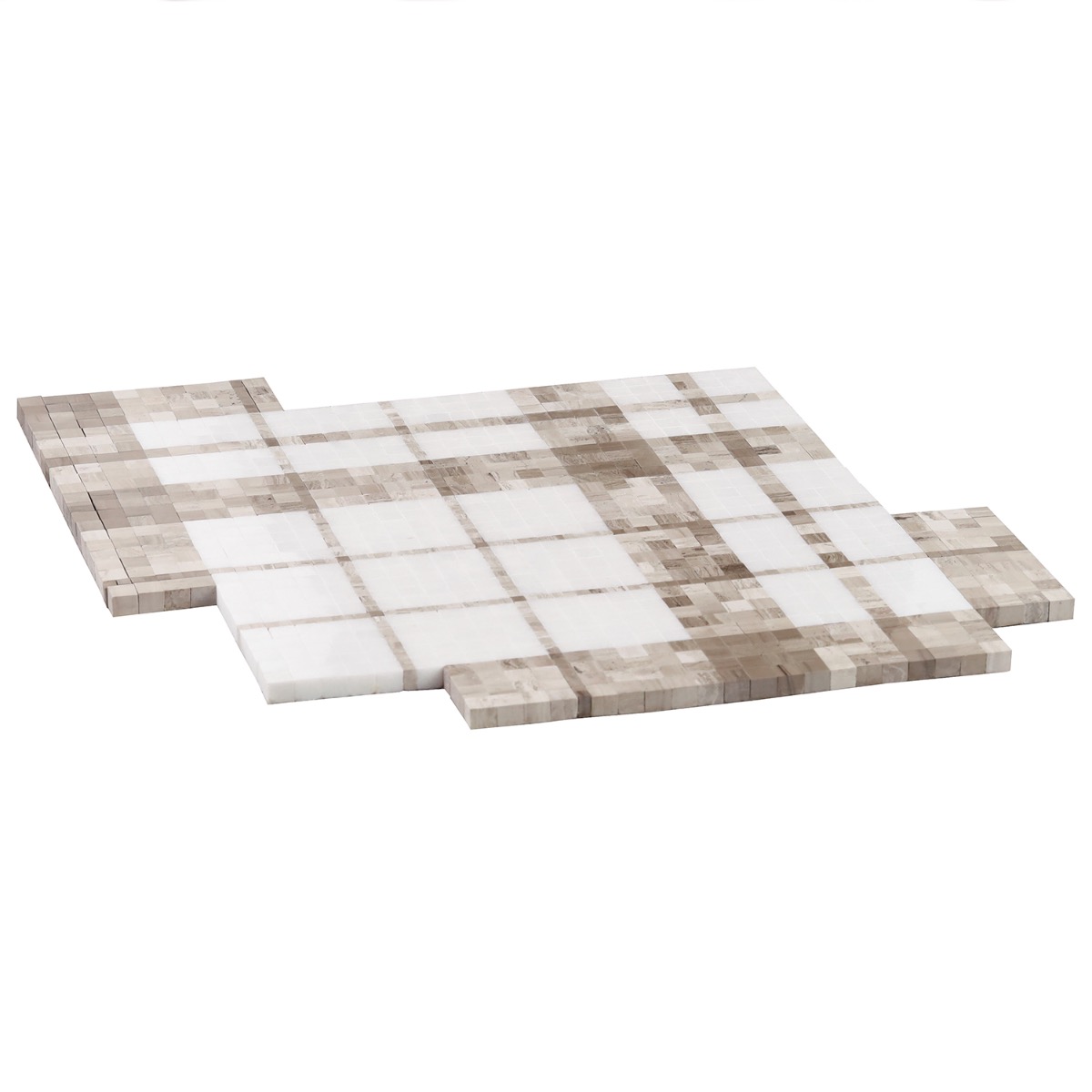 Madras Plaid Wooden Beige - Thassos- Athens Gray- & Wooden Beige Polished Marble
