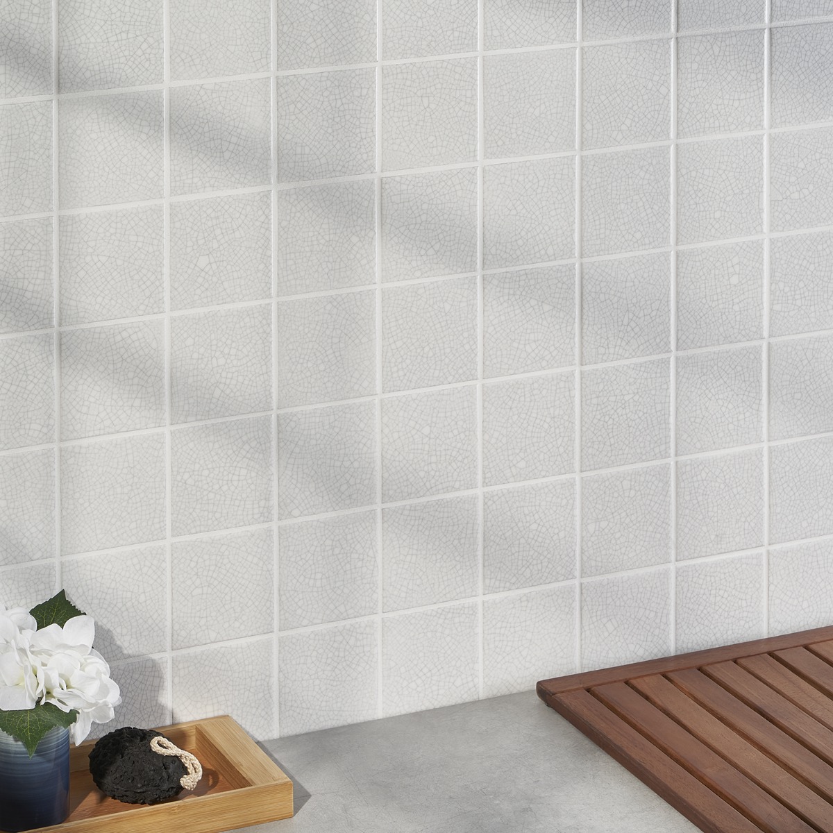 Craquelure Vintage White 4x4 Glossy Crackled Ceramic Wall Tile