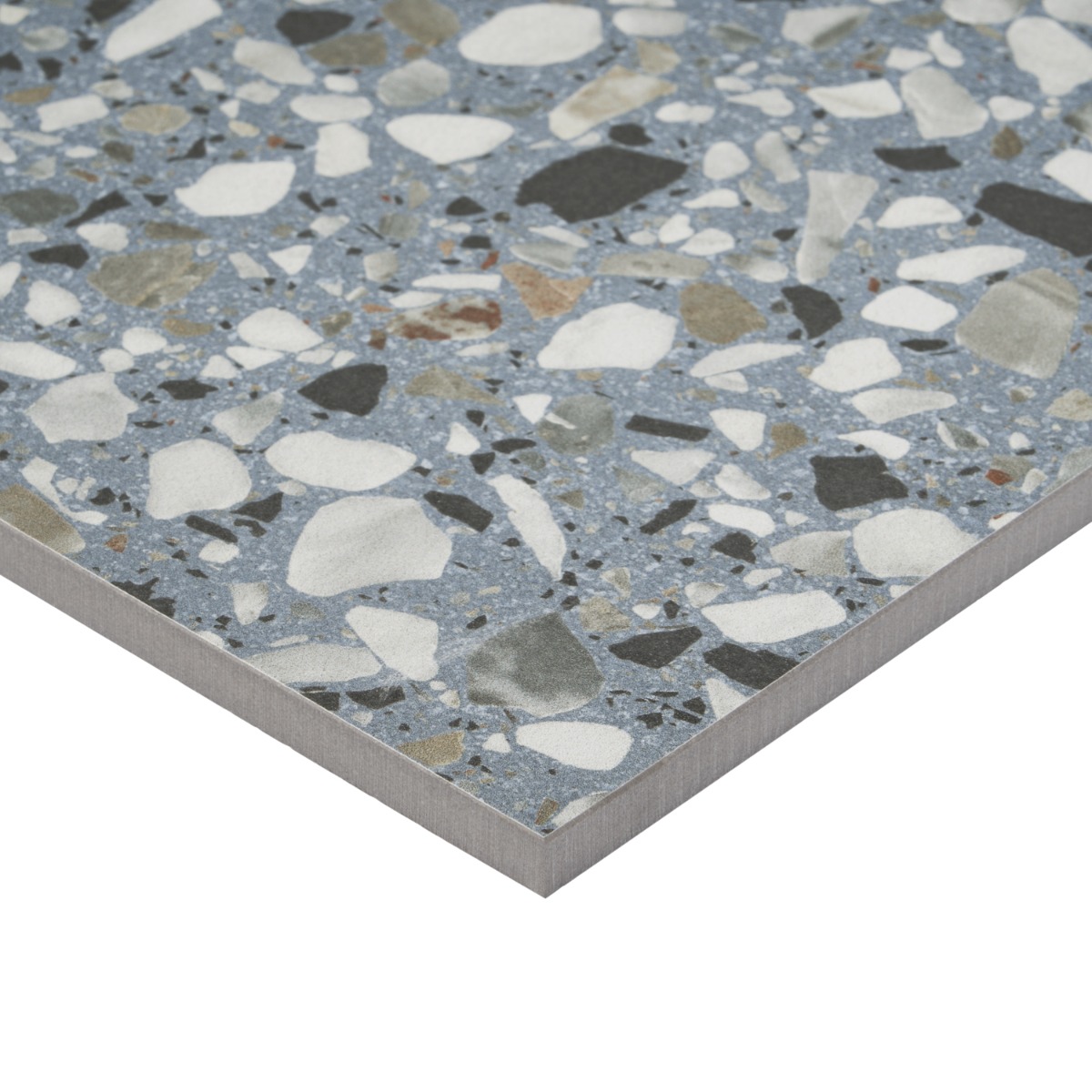 Kado Flakes Ocean Blue 24x24 Terrazzo Look Matte Porcelain Tile