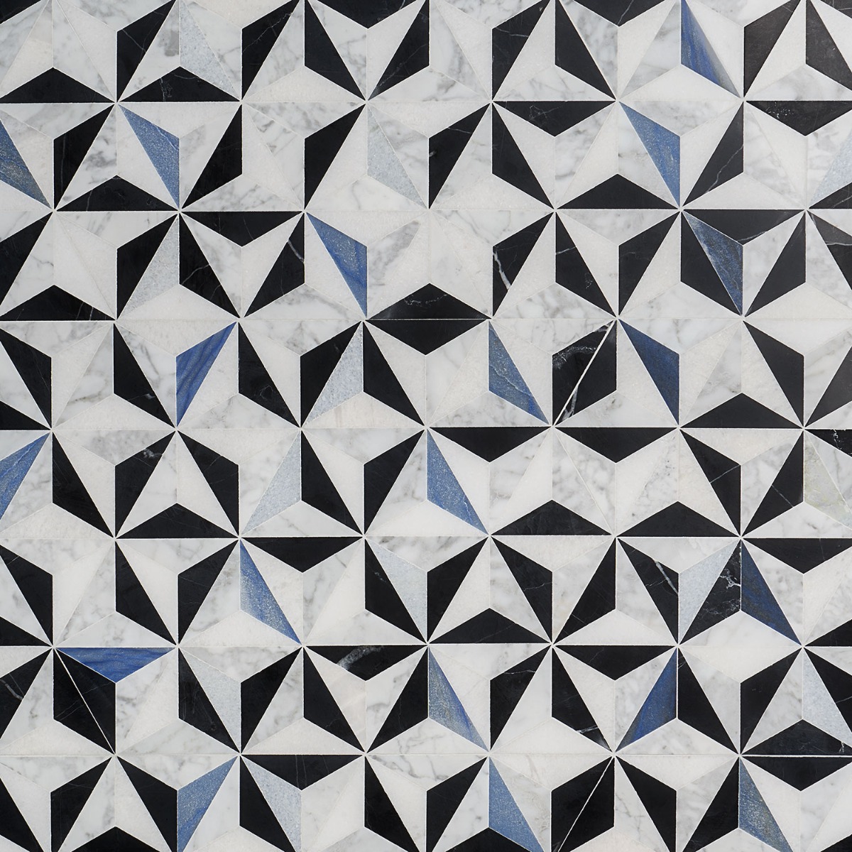 Geotech Winter Sky Blue and White Polished Marble Mosaic Tile
