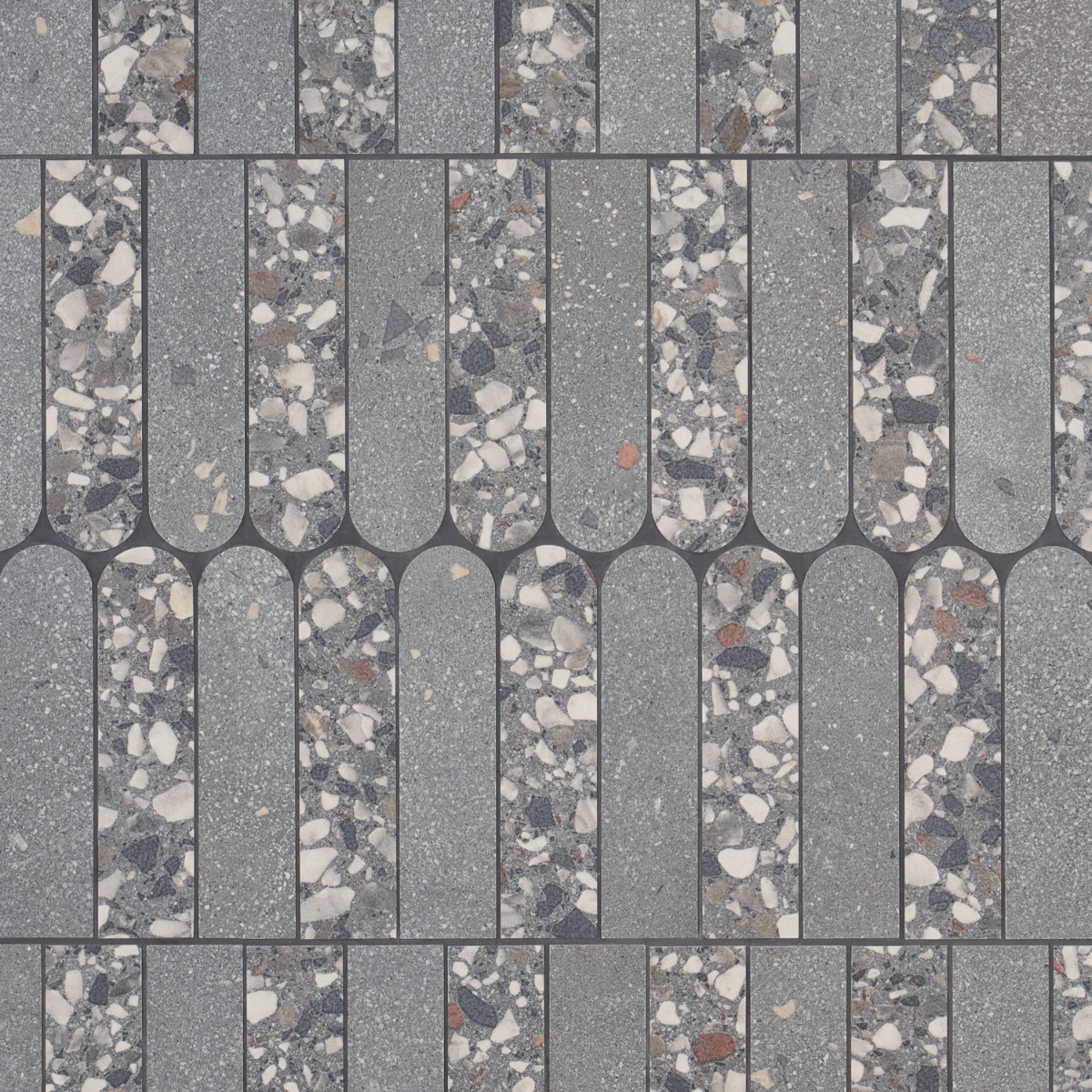 Kado Fin Charcoal Gray 2x8 Terrazzo Look Matte Porcelain Mosaic Tile