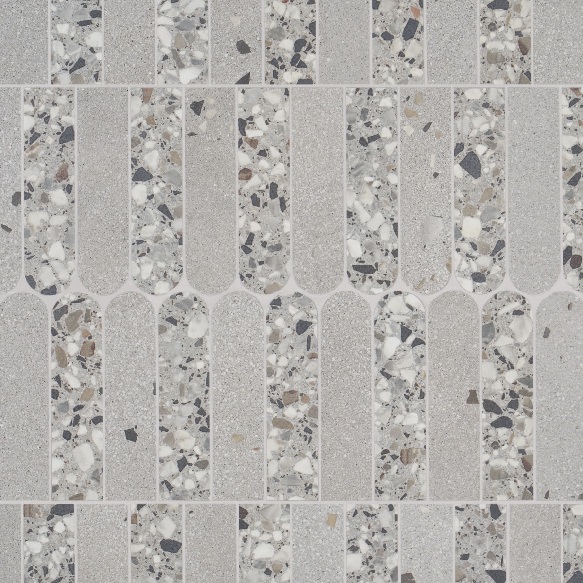 Kado Fin Smoke Gray 2x8 Terrazzo Look Matte Porcelain Mosaic Tile