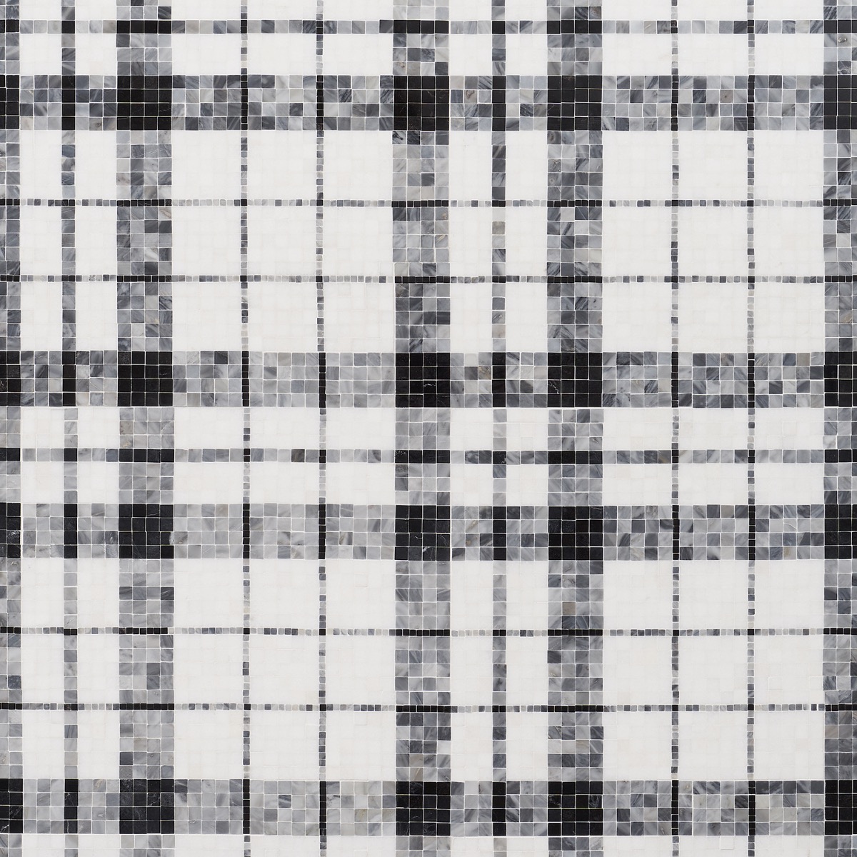 Madras Plaid Bardiglio - Thassos- Nero Marquina- & Bardiglio Polished Marble