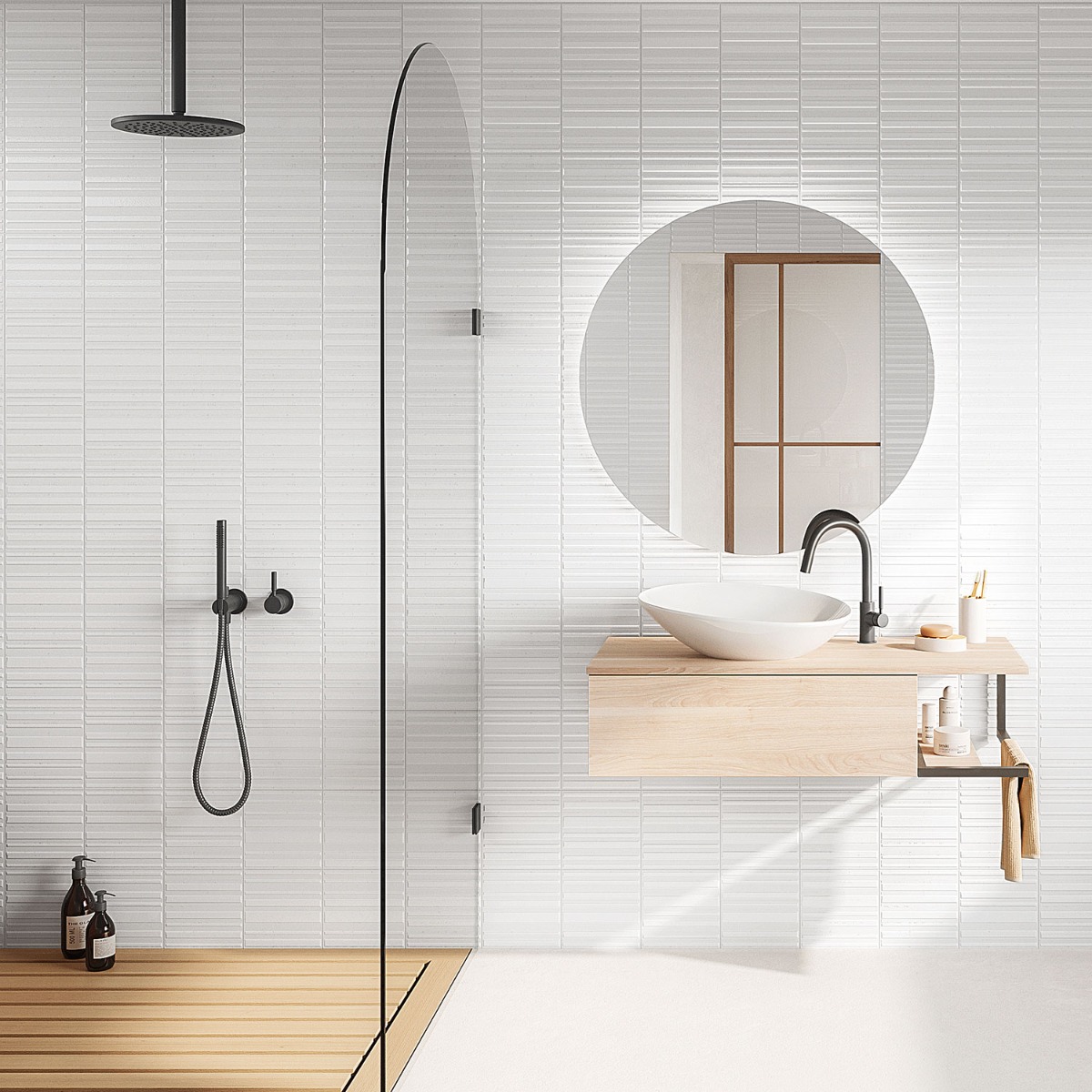 Ras White 8x16 3D Glossy and Matte Mixed Finish Ceramic Tile