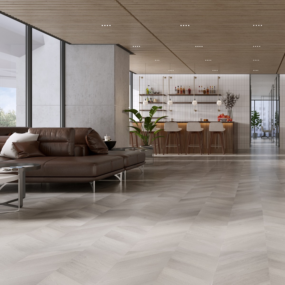 Stacy Garcia Artwood Chevron Silver 12x48 - 5.0mm/20 mil Wear Layer - Rigid Core Click Matte Luxury Vinyl