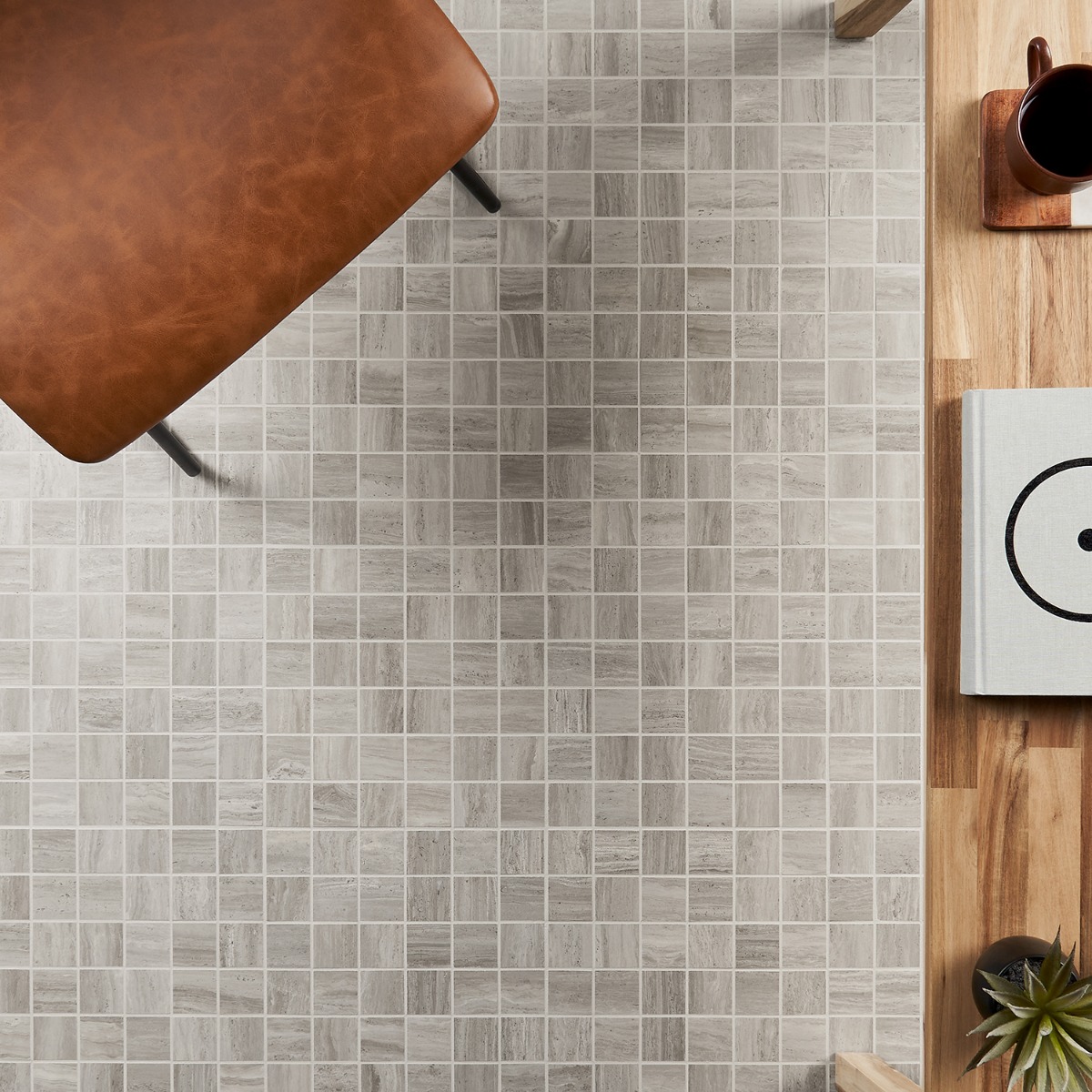 Zenit Gray 2x2 Travertine Look Matte Porcelain Mosaic Tile