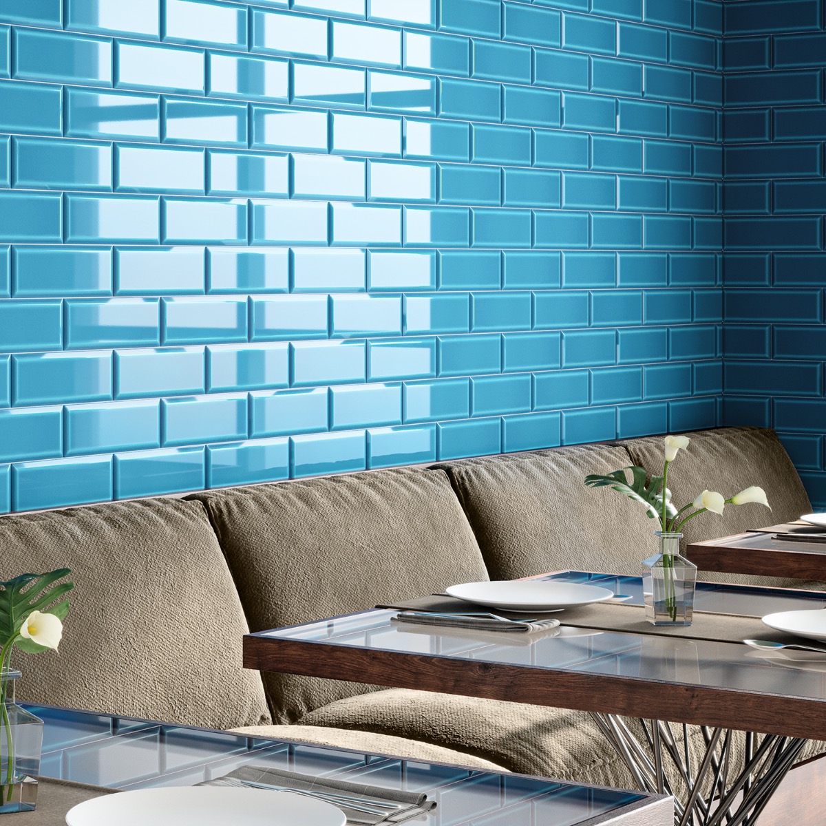 Beverly Marine Blue 4x12 Beveled Glossy Ceramic Subway Tile