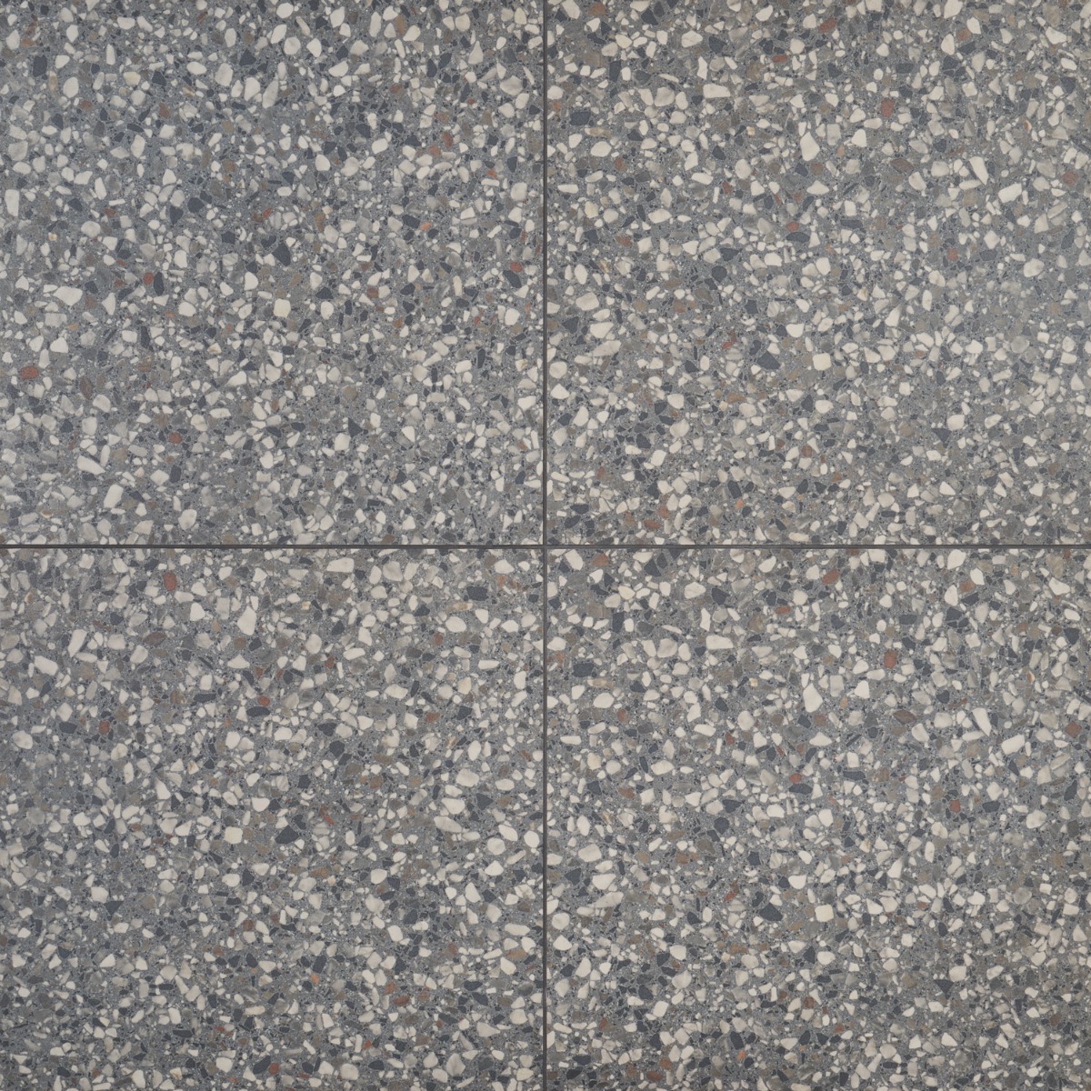 Kado Flakes Charcoal Gray 24x24 Terrazzo Look Matte Porcelain Tile