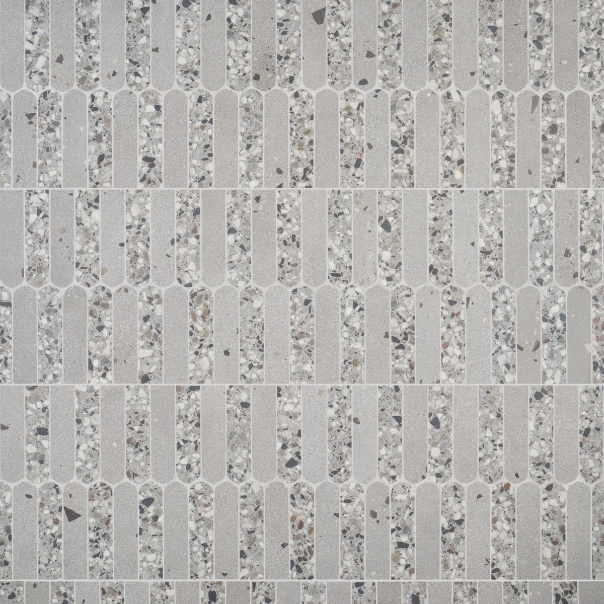 Kado Fin Smoke Gray 2x8 Terrazzo Look Matte Porcelain Mosaic Tile