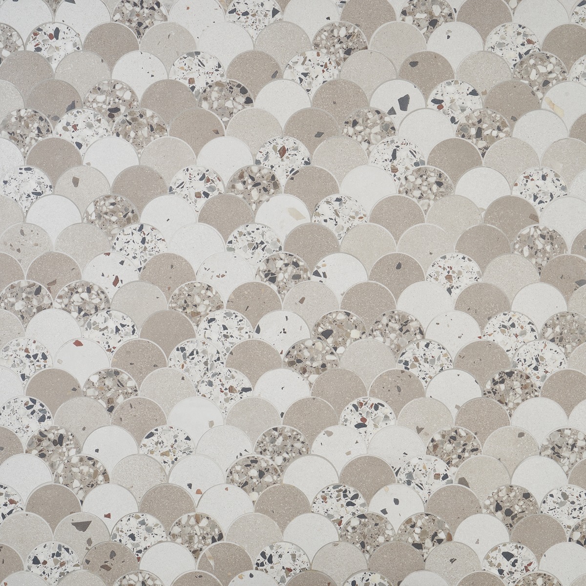 Kado Fishscale Warm Beige Mix 4" Terrazzo Look Matte Porcelain Mosaic Tile