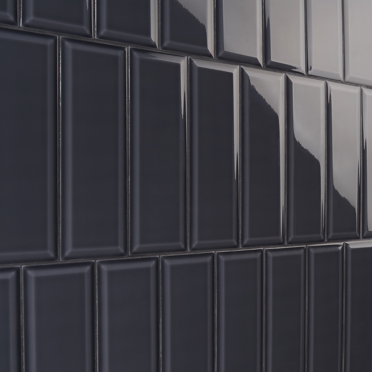 Beverly Charcoal Gray 4x12 Beveled Glossy Ceramic Subway Tile