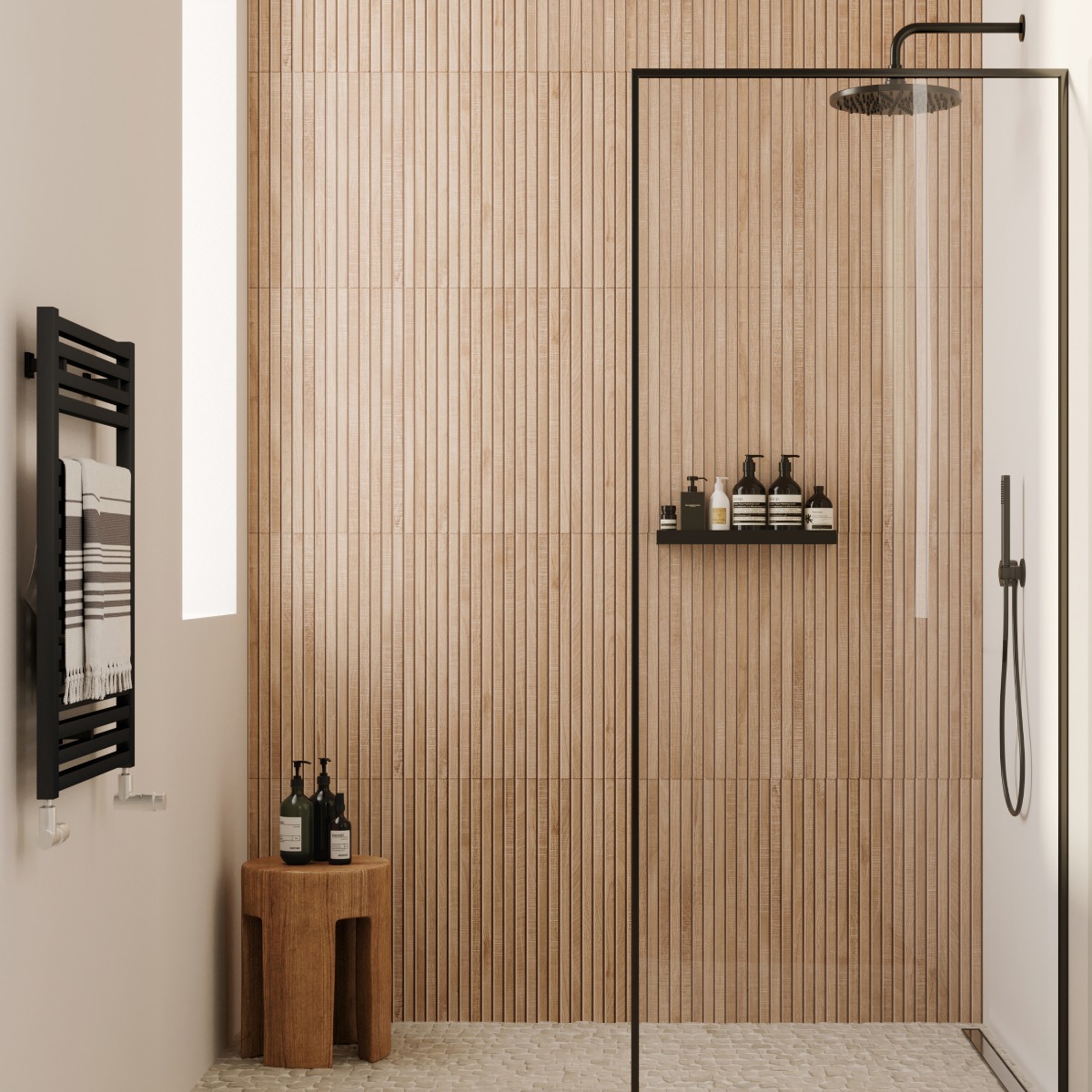 Elan Ribbon Maple Brown 24x48 Wood Look Matte Fluted Porcelain Tile