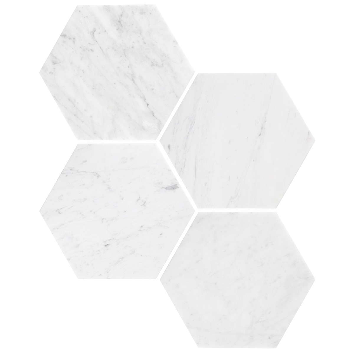 Epoch White Carrara 10" Hexagon Honed Honed Marble