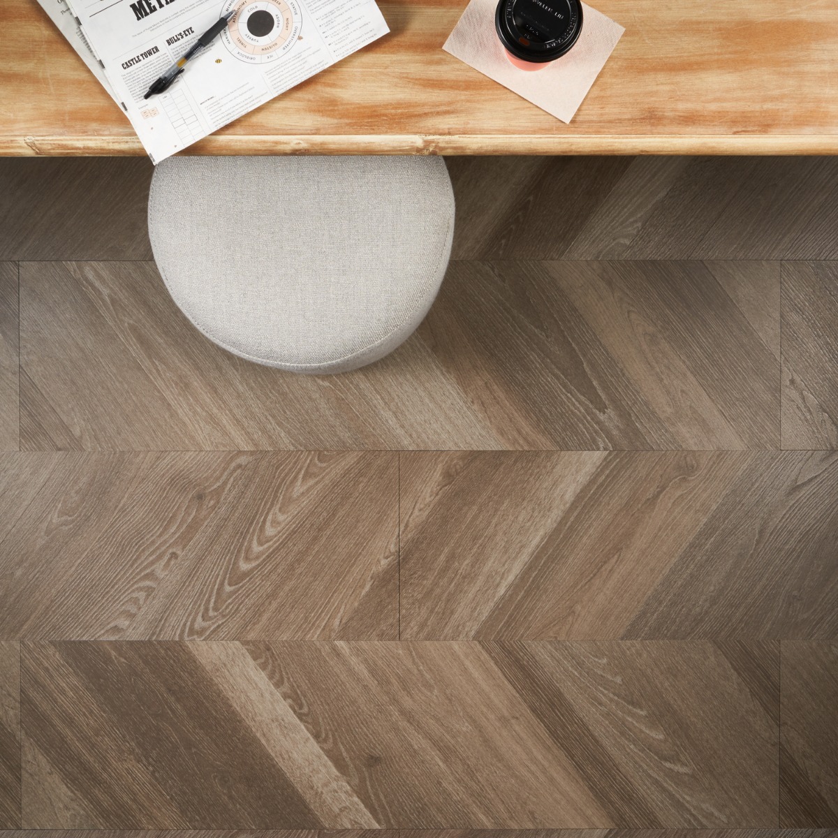 Stacy Garcia Artwood Chevron Mocha 12x48 - 5.0mm/20 mil Wear Layer -  Rigid Core Click Matte Luxury Vinyl