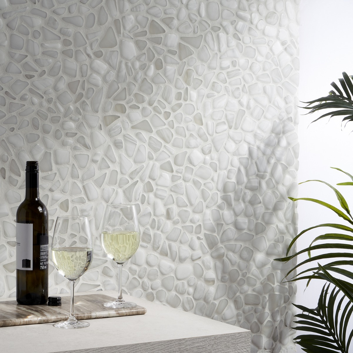 OasisGlass White Frosted Glass Mosaic Tile