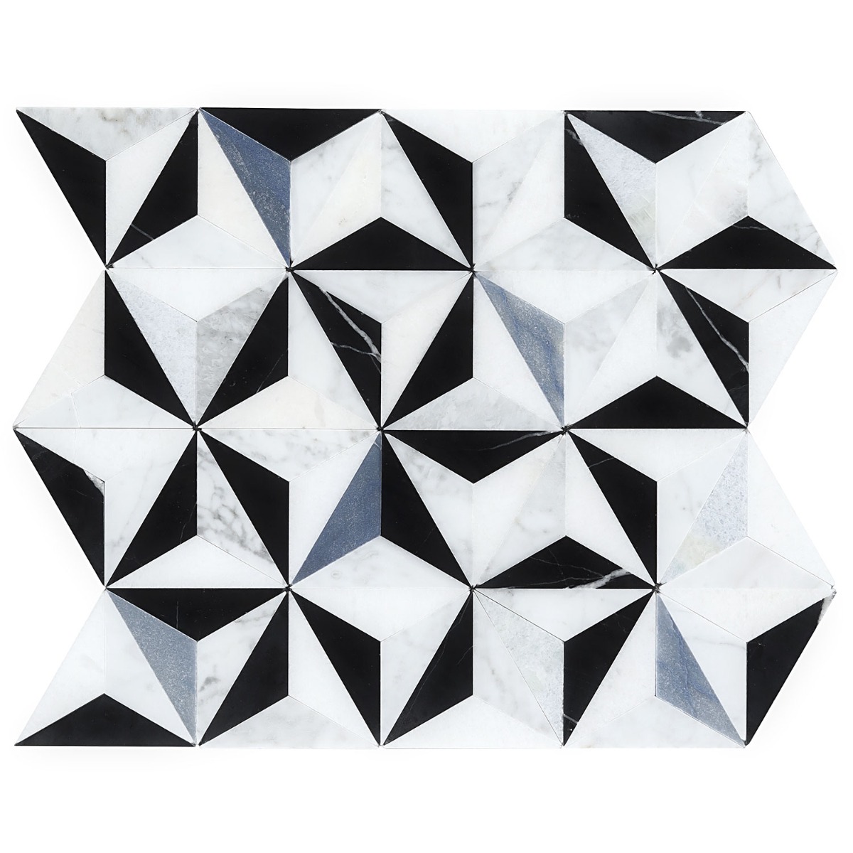 Geotech Winter Sky Blue and White Polished Marble Mosaic Tile