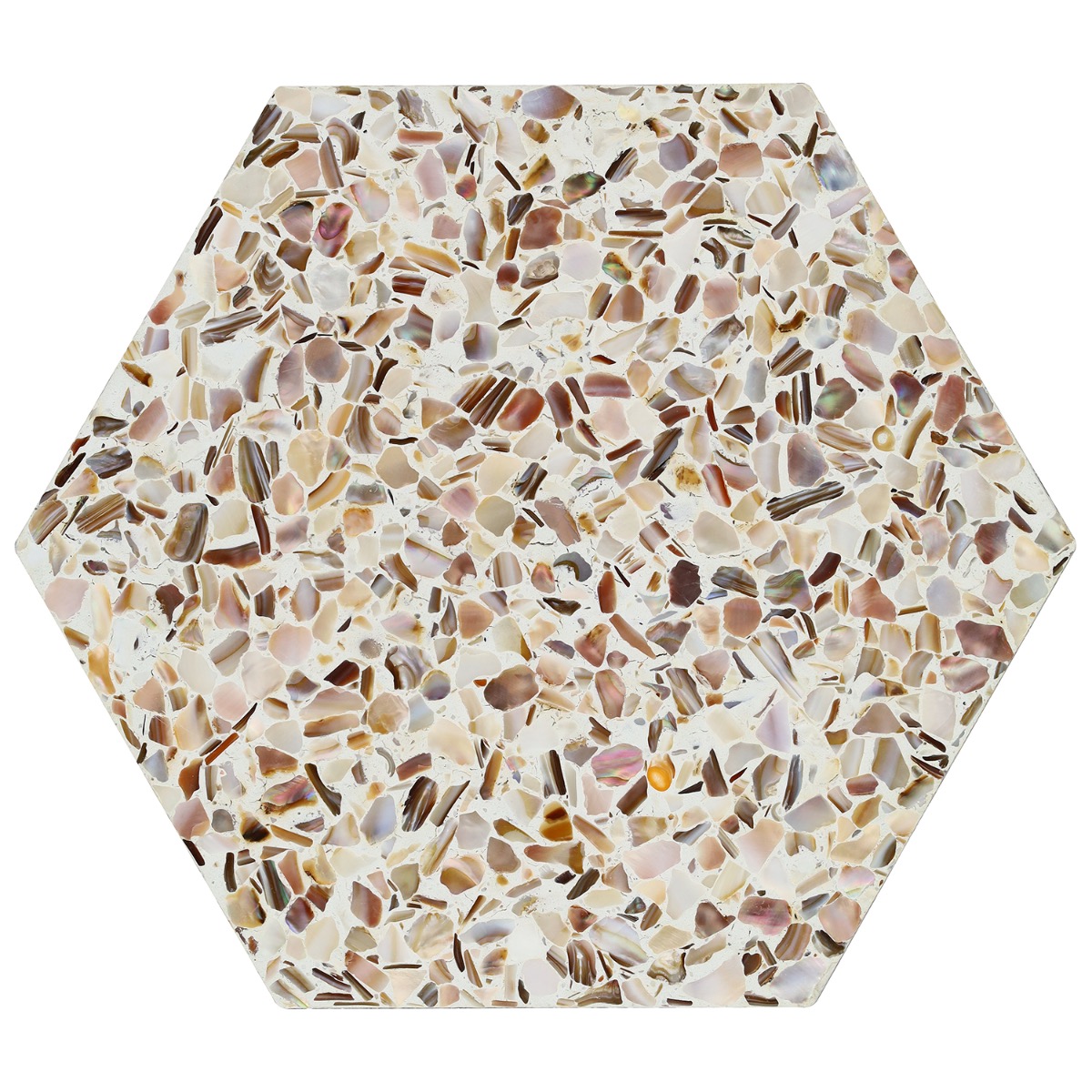 Pearl Terrazzo Polished Cream 8" Hex Polished Terrazzo