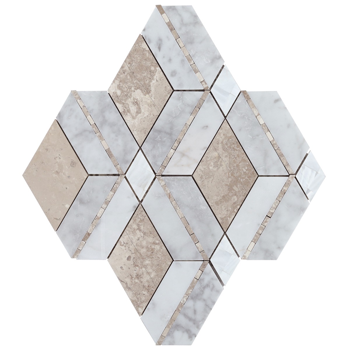 Elaine Champagne Beige Polished Marble and Pearl Mosaic Tile