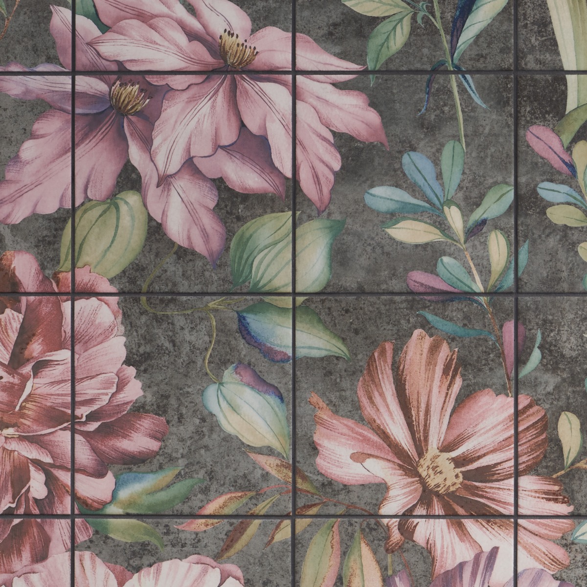Angela Harris Florista Garden Pink Mural 8x8 Matte Porcelain
