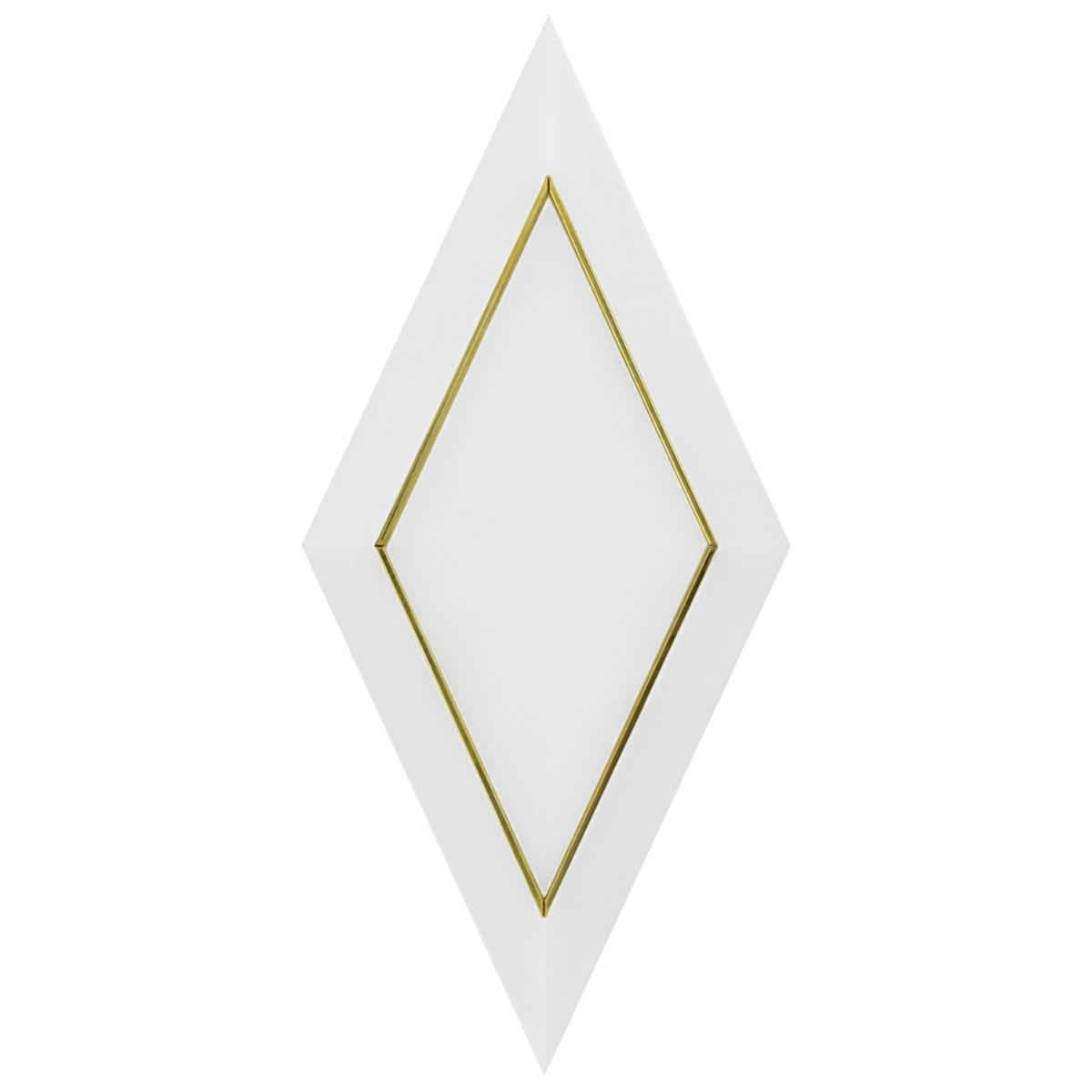 Cabot White Jade Brass Inlay 6x12 Beveled Polished Marble Tile