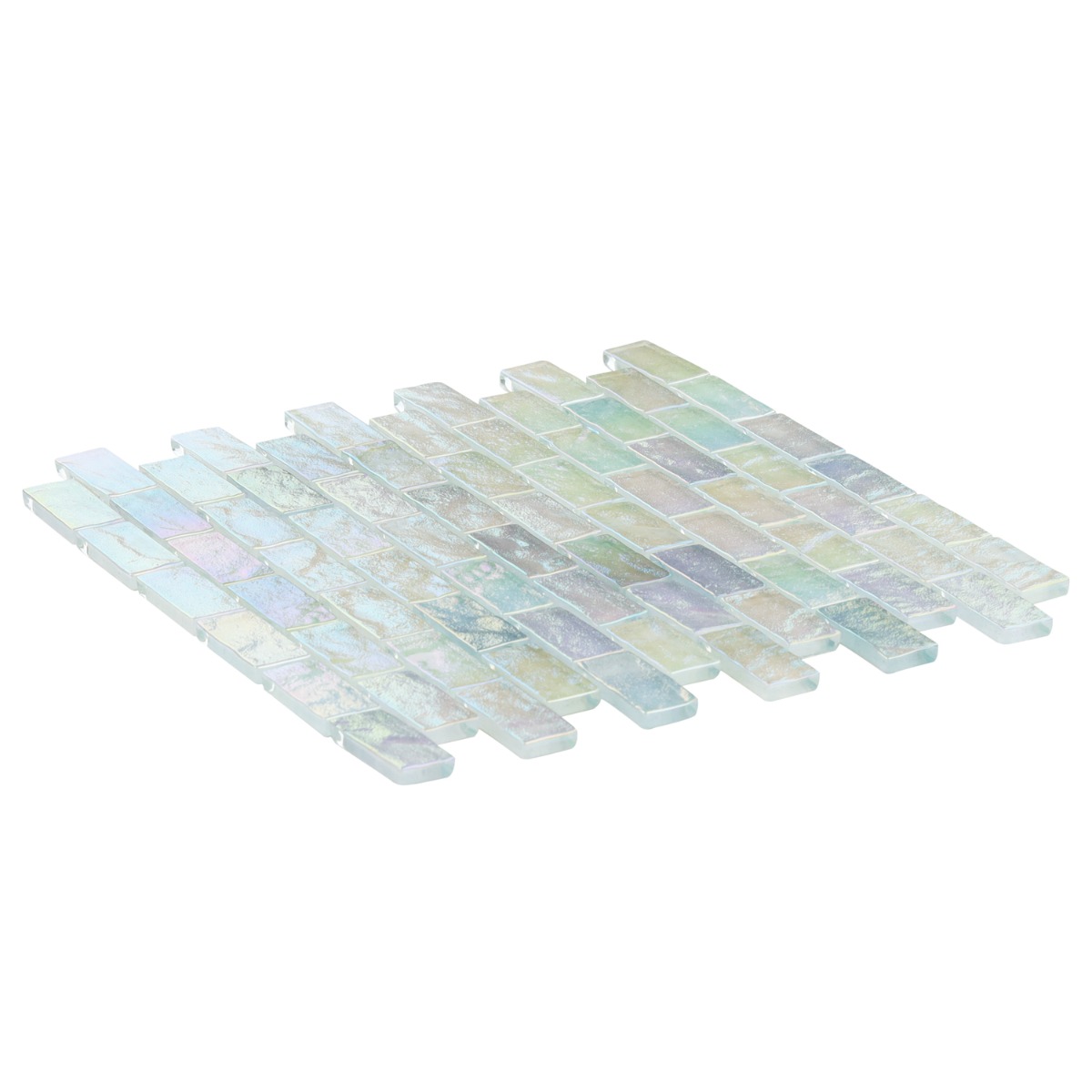Riverton Glacier White 1x2 Polished Glass Mosaic Tile