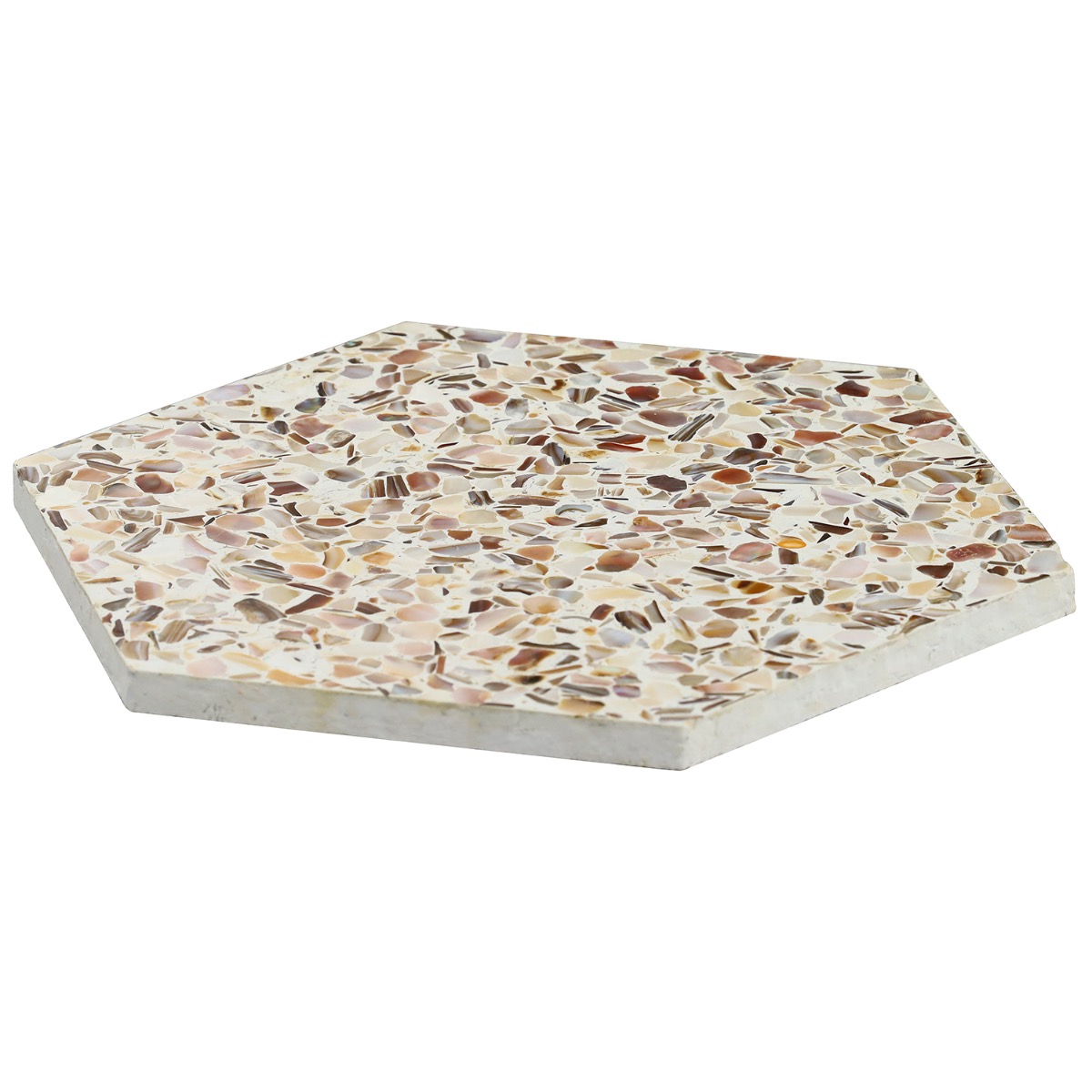 Pearl Terrazzo Polished Cream 8" Hex Polished Terrazzo