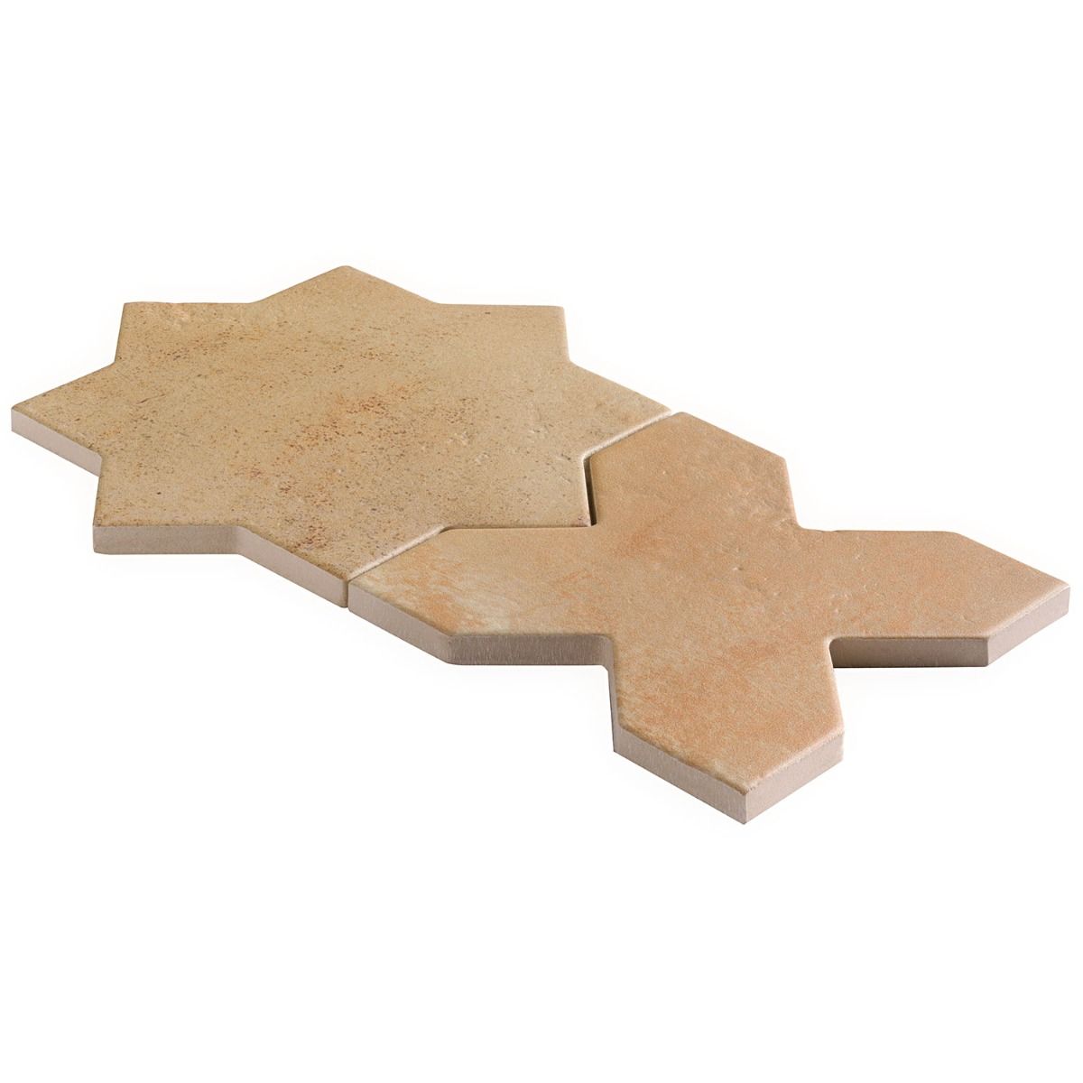 Malta Cotto Brown Matte Star and Cotto Brown Matte Cross 6" Terracotta Look Porcelain Tile
