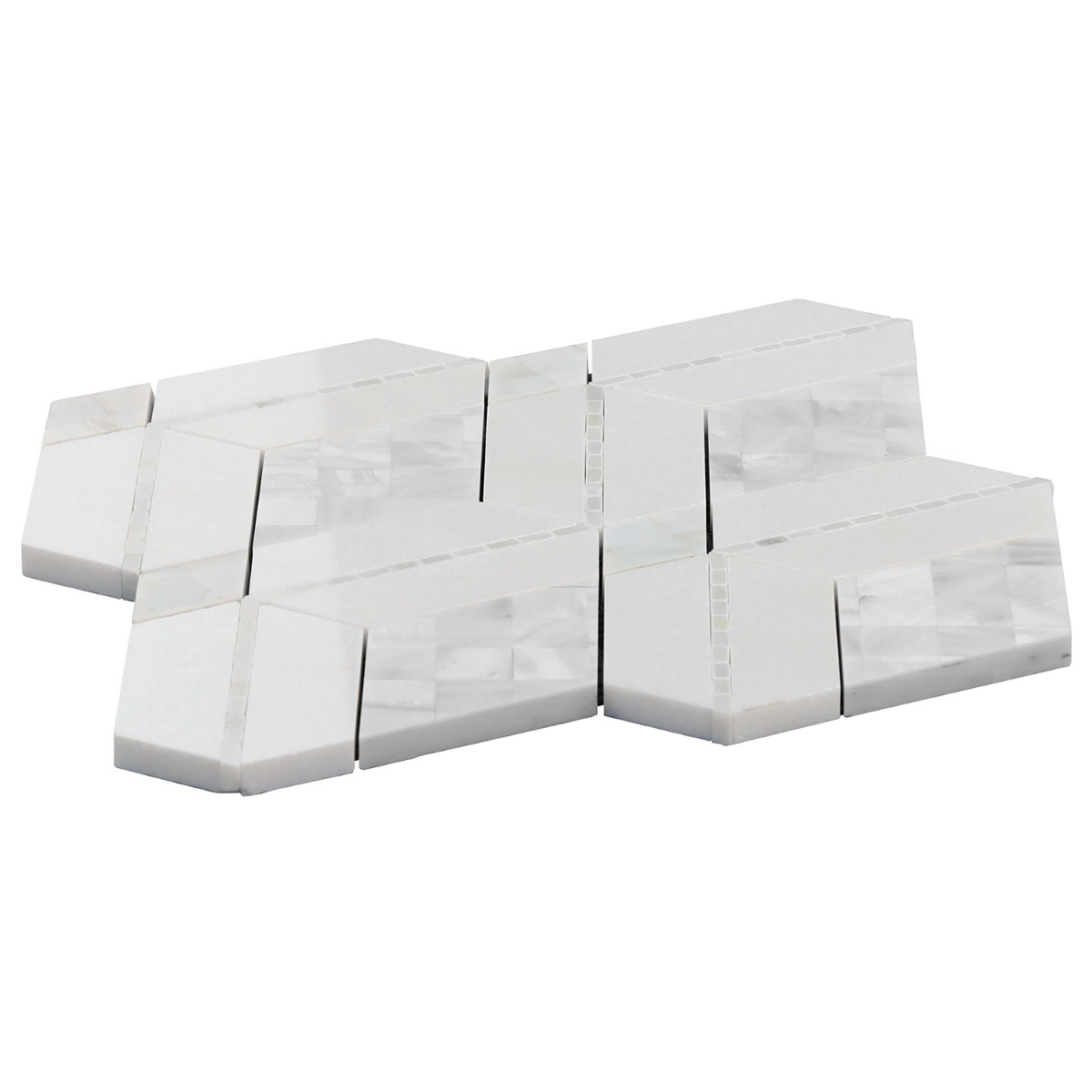 Elaine White Polished Marble and Pearl Mosaic Tile