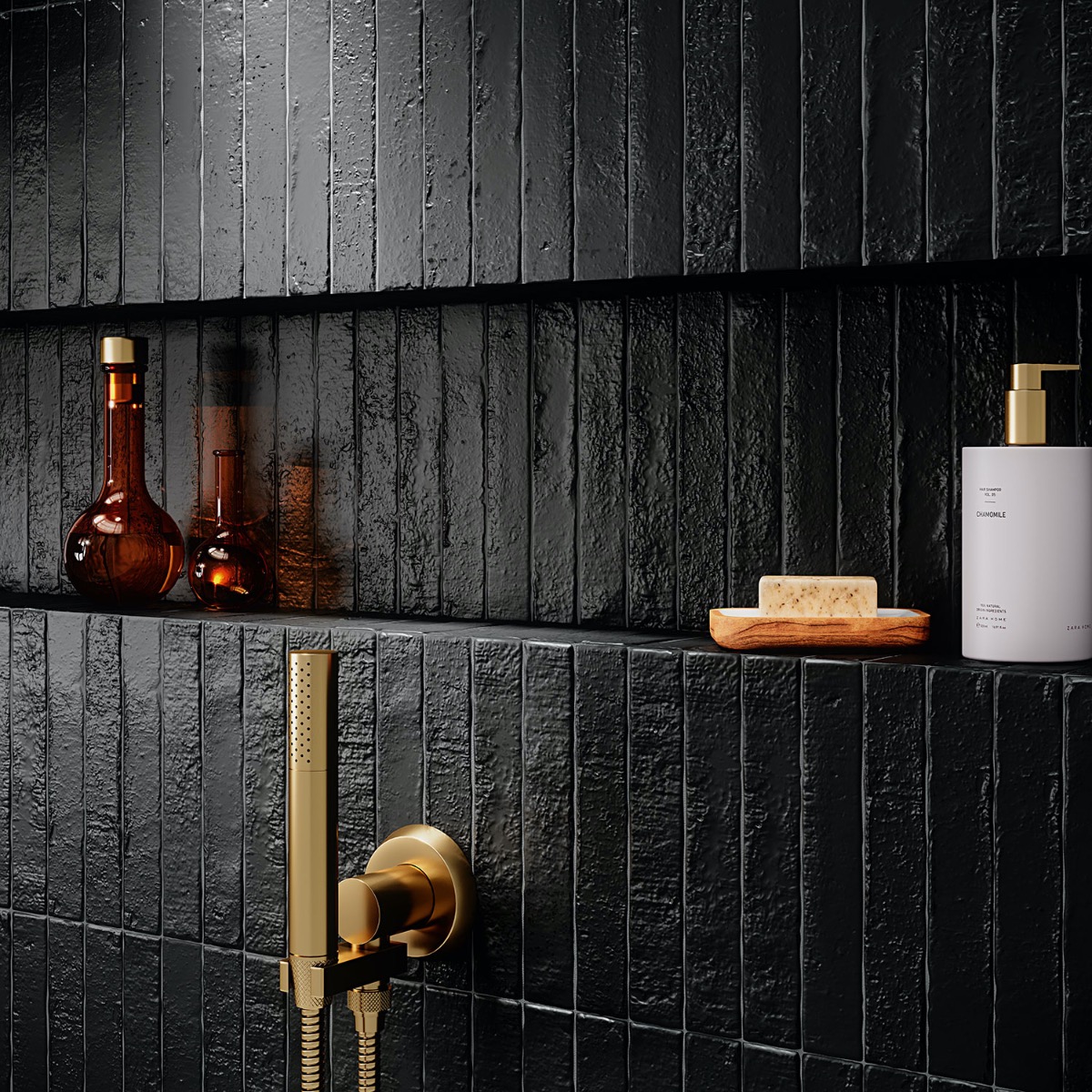 Artist Coal Black 1.5x9 Matte Ceramic Tile