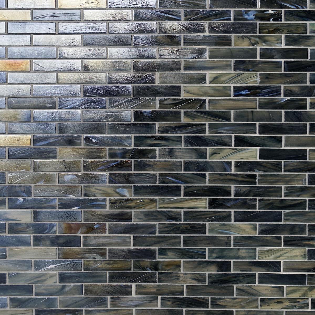 Amberly Iridescent Night Black 1x4 Polished Glass Mosaic Tile