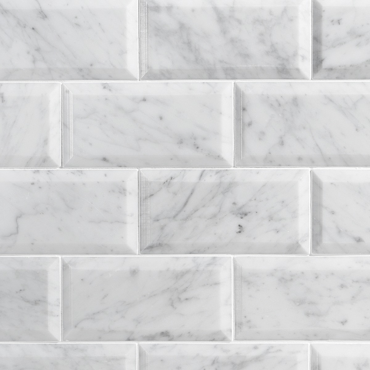 Beveled White Carrara 3x6 Polished  Marble