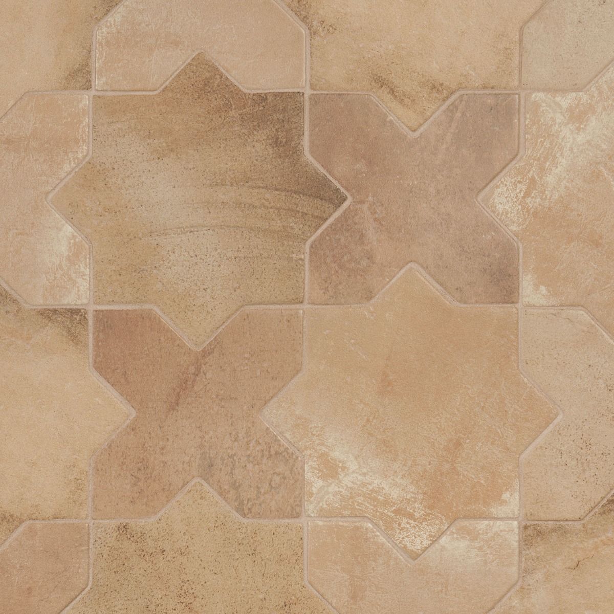 Malta Cotto Brown Matte Star and Cotto Brown Matte Cross 6" Terracotta Look Porcelain Tile