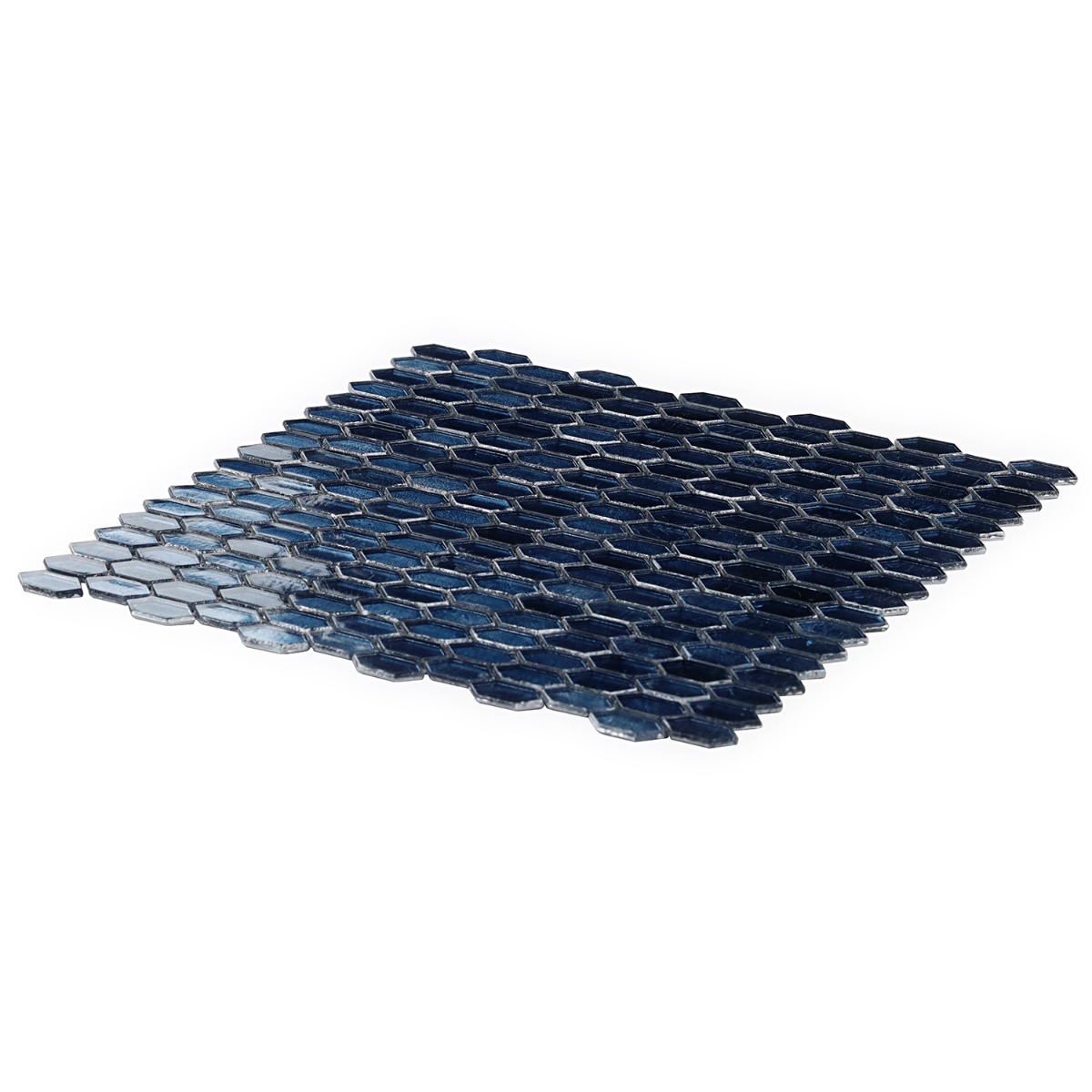 Moonlit Metallic Midnight Blue 1/4" x 1" Polished Glass Mosaic Tile