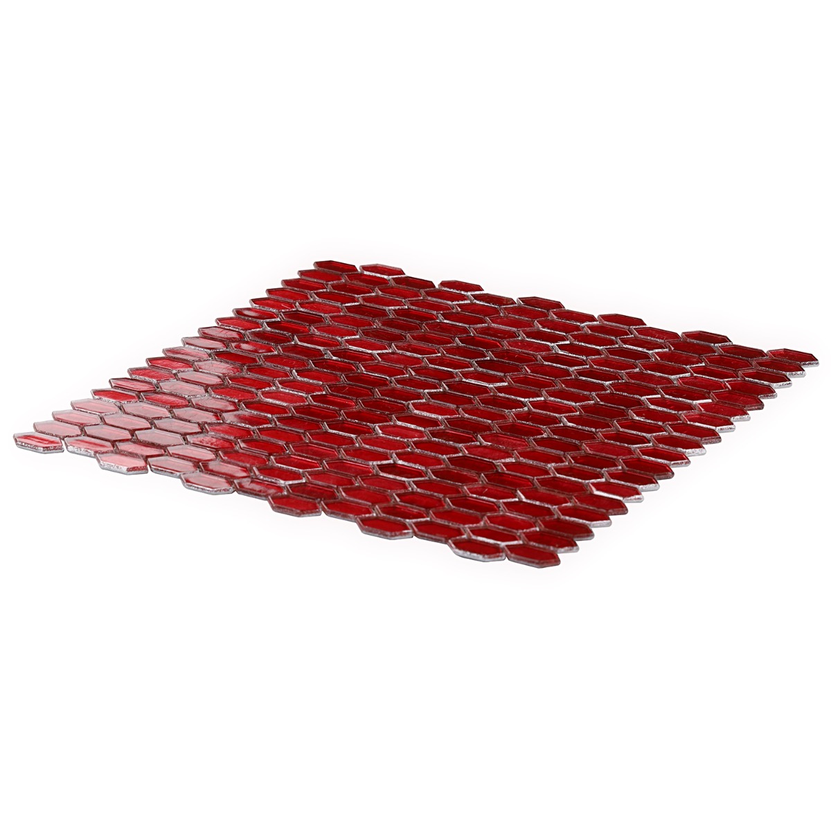 Moonlit Metallic Red 1/4" x 1" Polished Glass Mosaic Tile