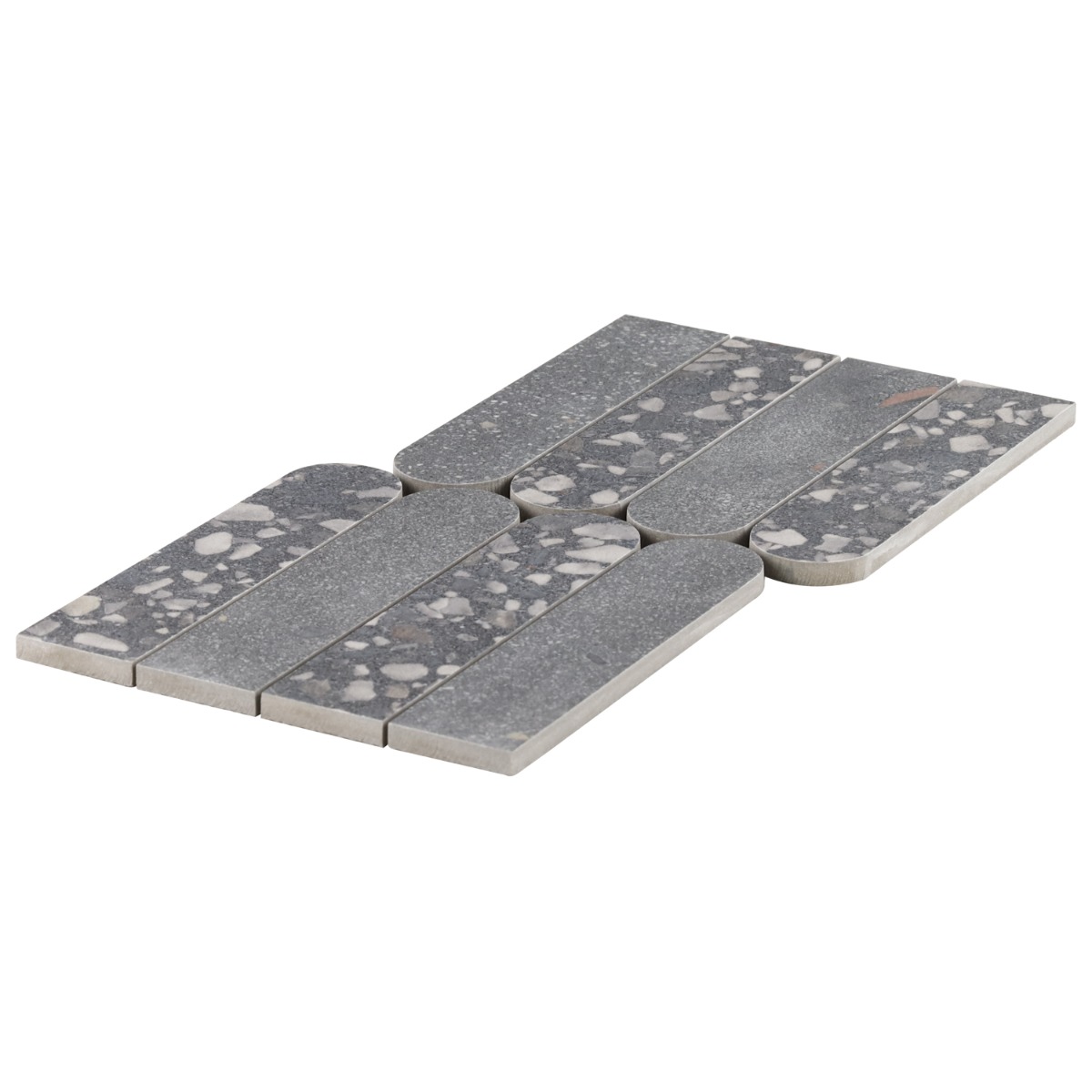 Kado Fin Charcoal Gray 2x8 Terrazzo Look Matte Porcelain Mosaic Tile