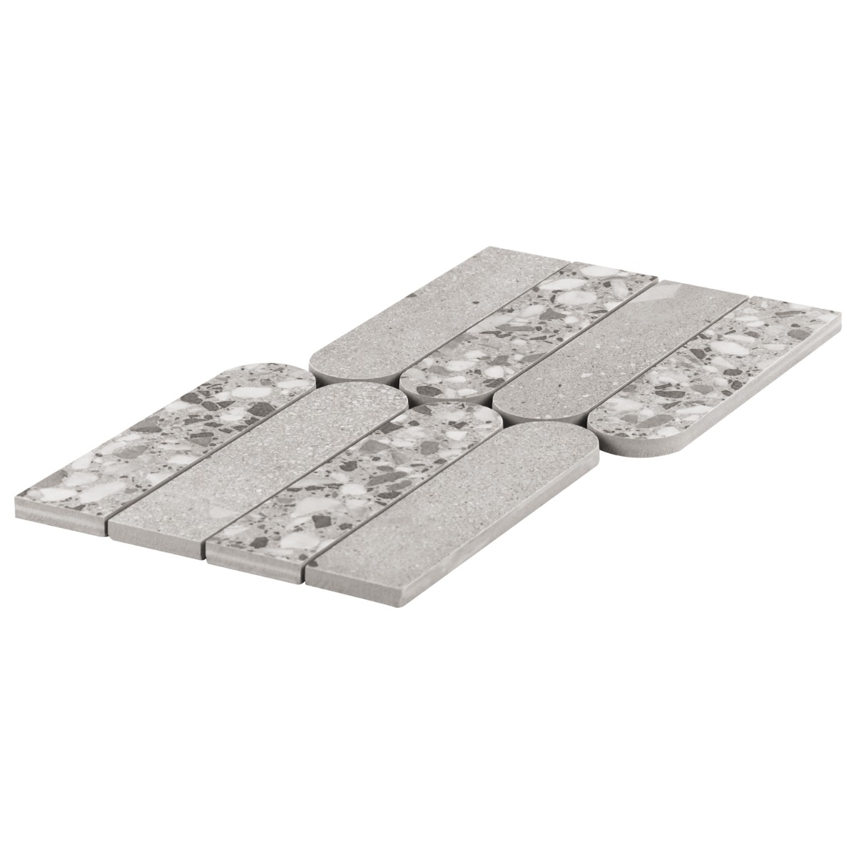 Kado Fin Smoke Gray 2x8 Terrazzo Look Matte Porcelain Mosaic Tile