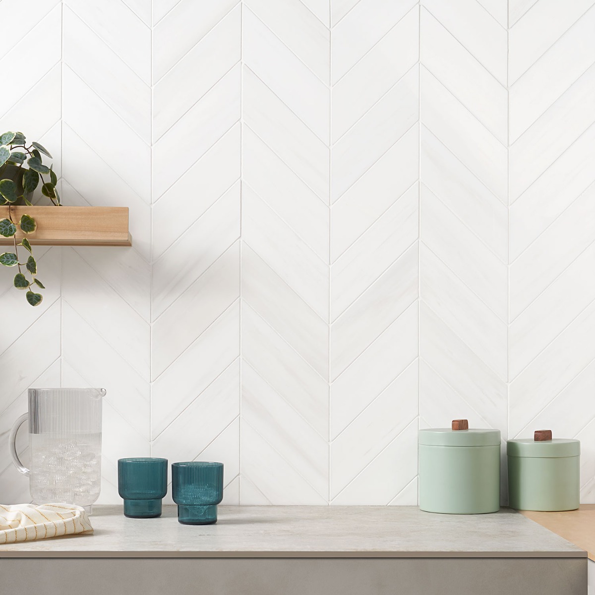 Bianco Dolomite White 3x12 Chevron Premium Polished Marble Tile