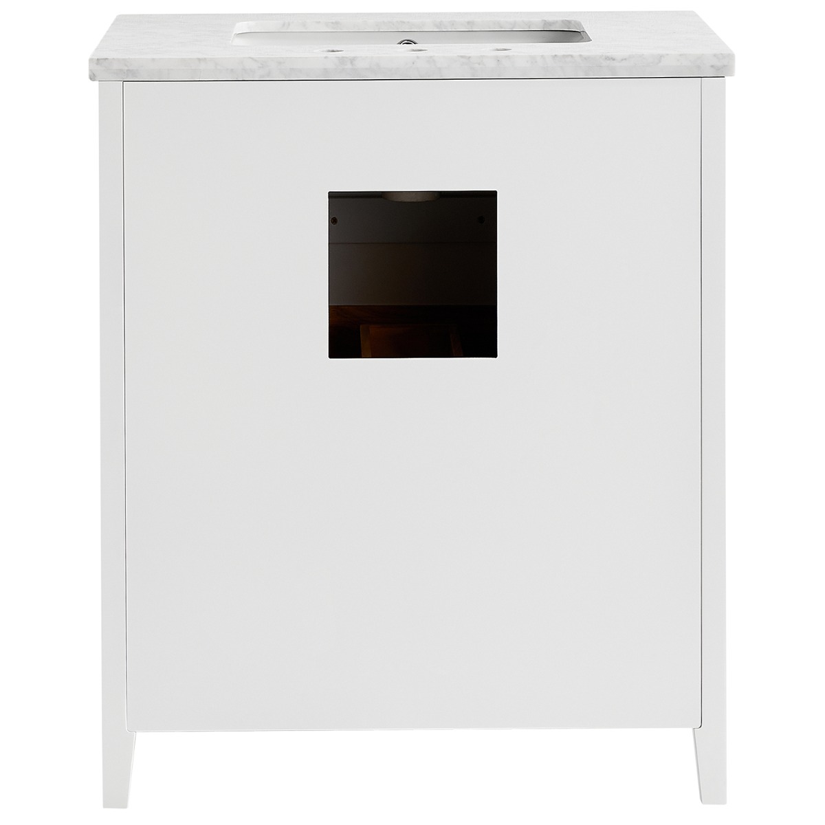 Iconic White and Silver 30" Single Vanity with Carrara Marble Top