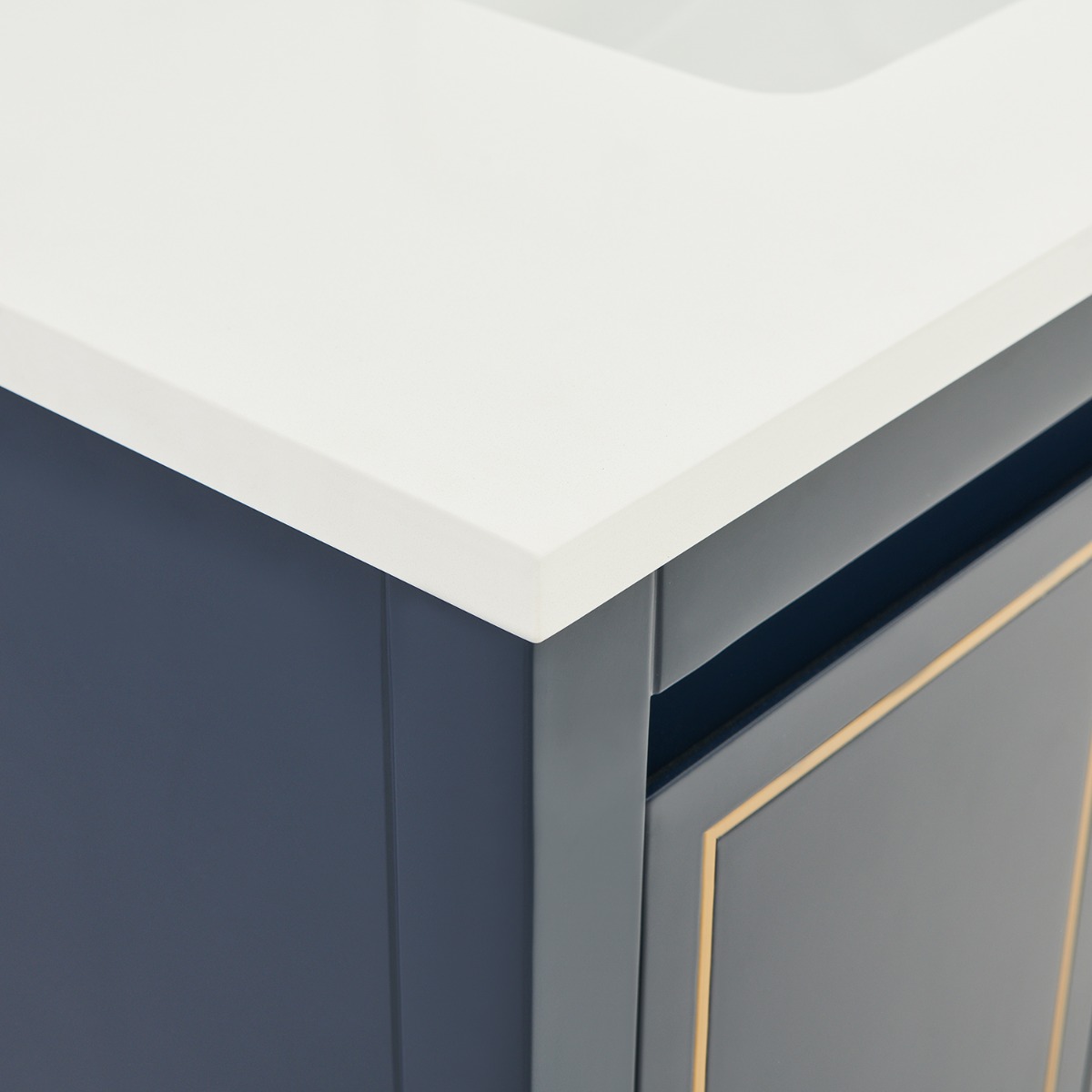 Province Navy and Gold 36" Single Vanity with Pure White Quartz Top