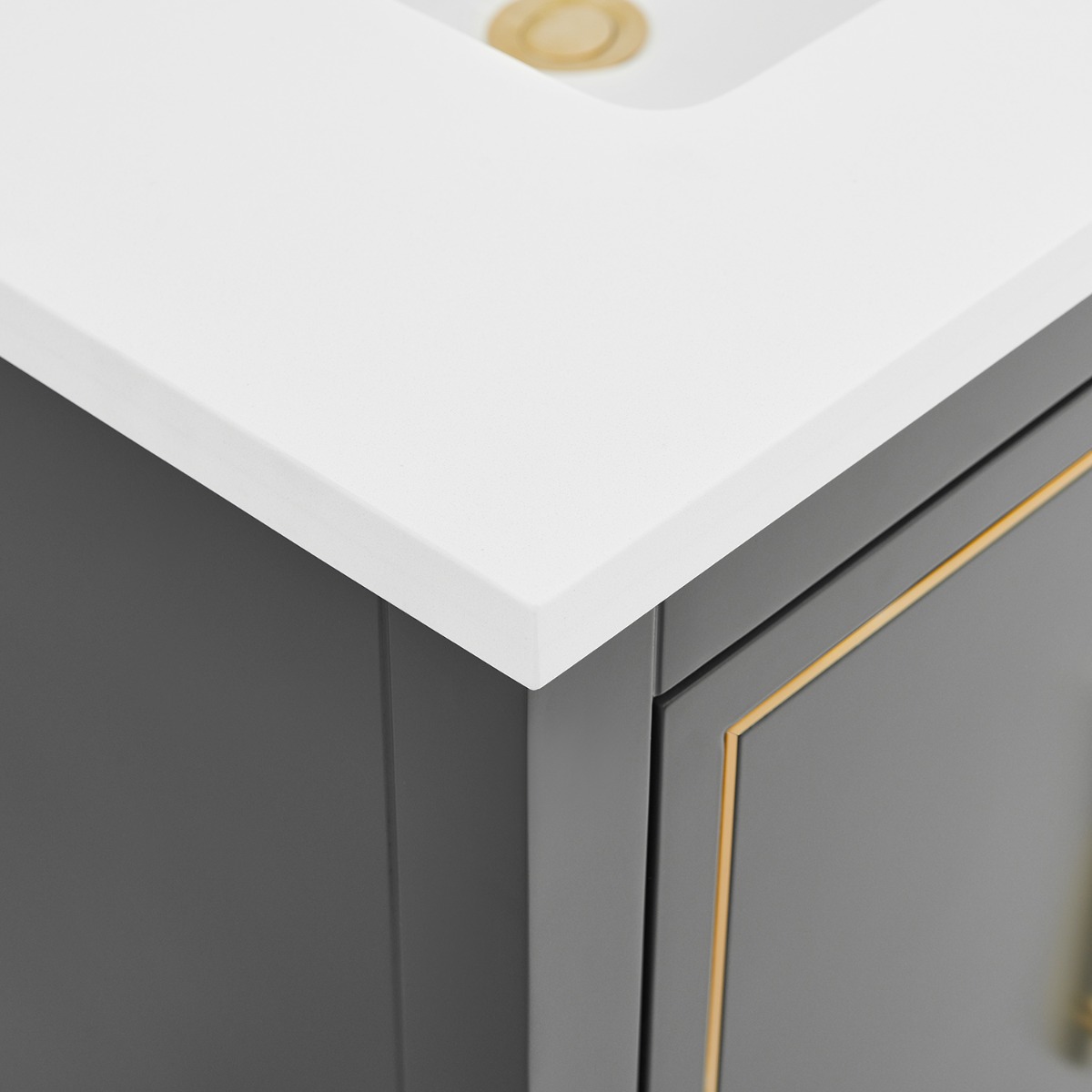 Province Charcoal and Gold 30" Single Vanity with Pure White Quartz Top
