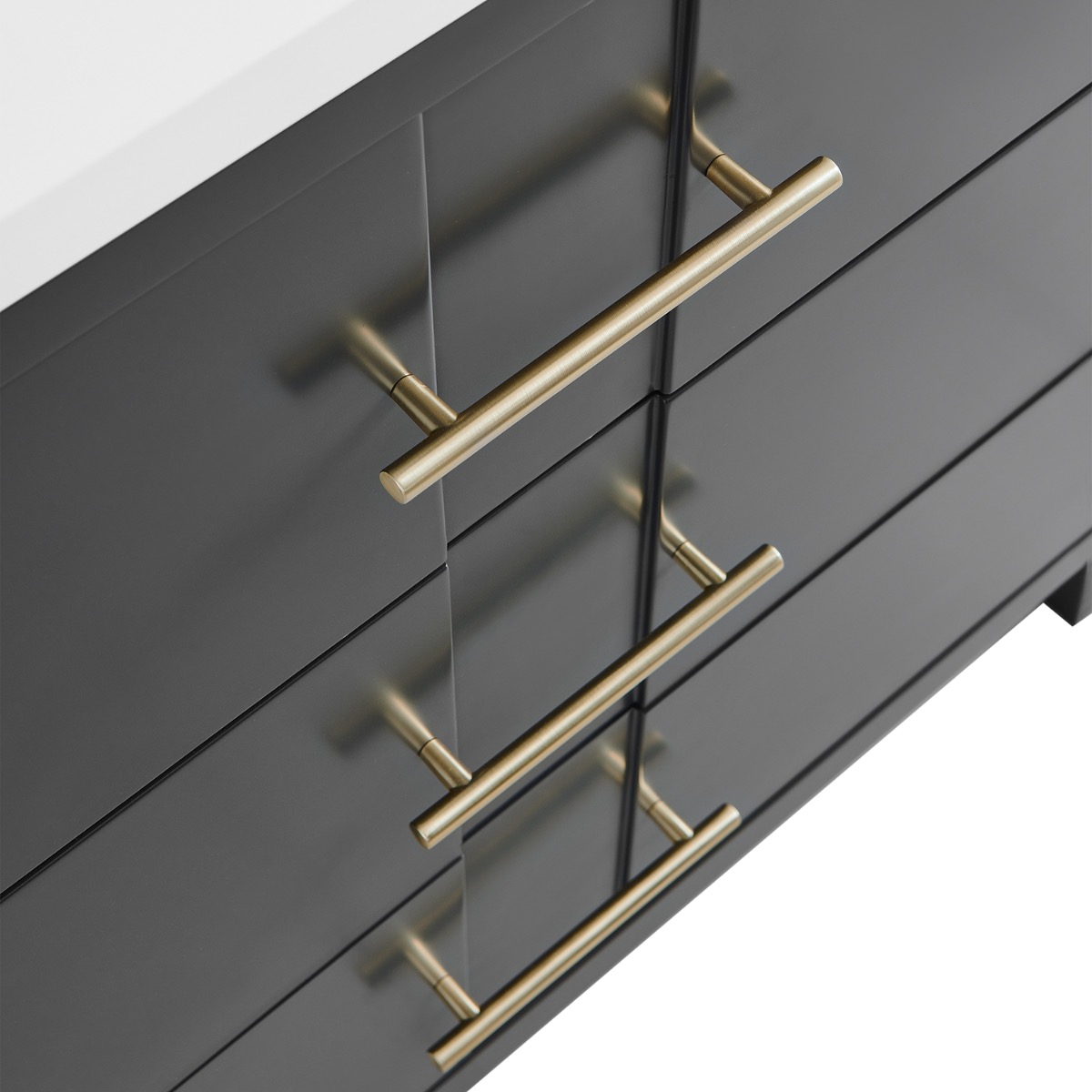Iconic Charcoal and Gold 36" Single Vanity with Pure White Quartz Top