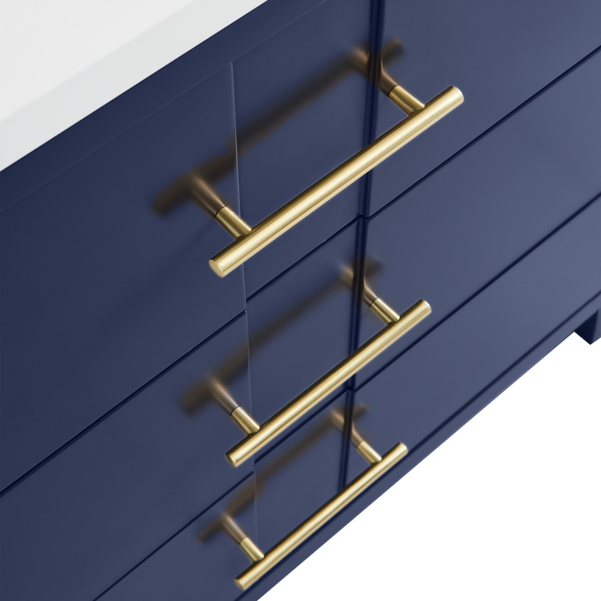 Iconic Navy and Gold 36" Single Vanity with Pure White Quartz Top