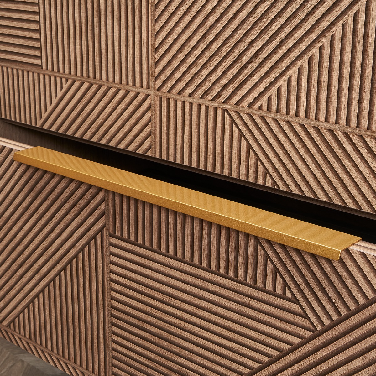 Kora Geo Faux Fluted 40" Single Vanity with Integrated Black Ceramic Top & Gold Handles