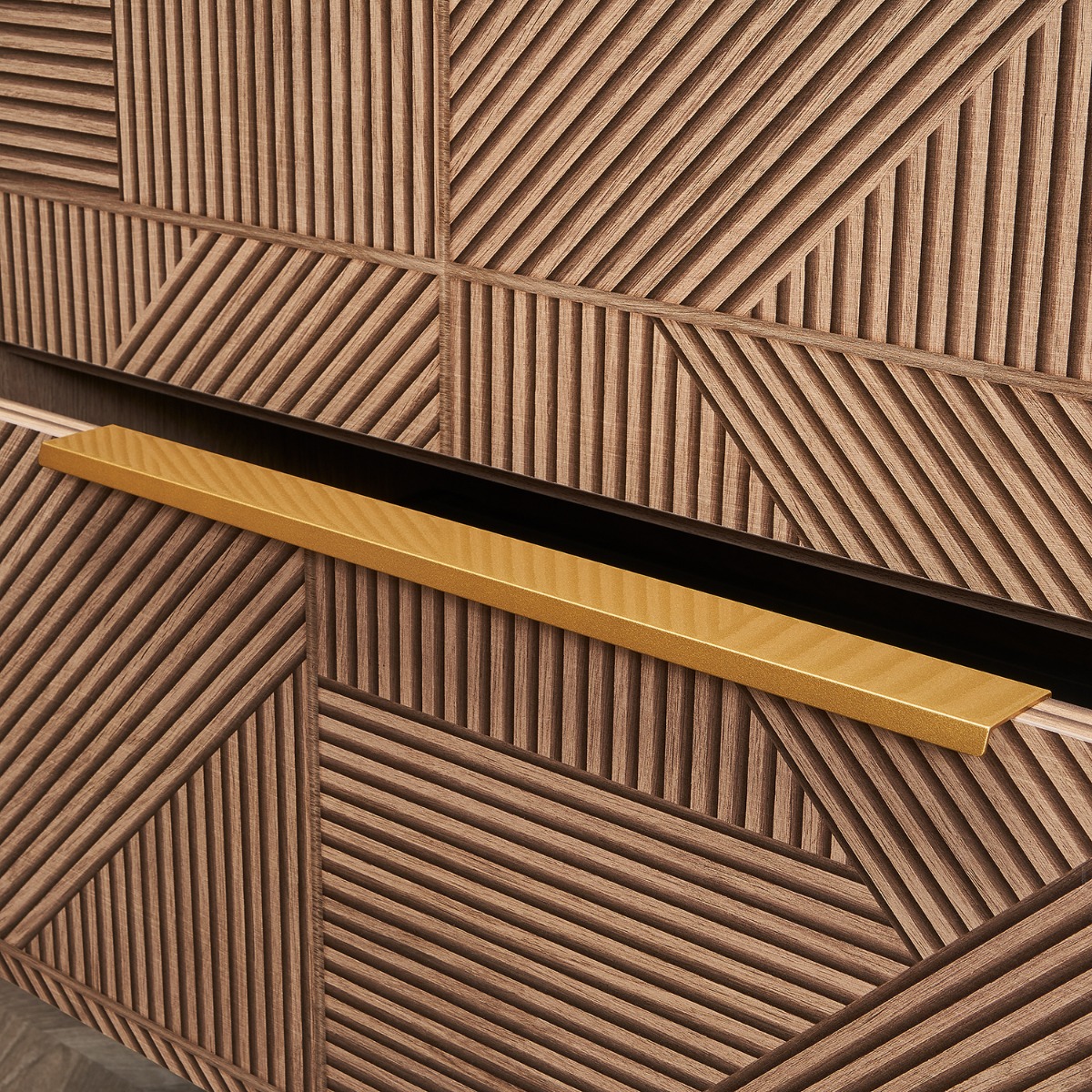 Kora Geo Faux Fluted 40" Single Vanity with Integrated White Ceramic Top & Gold Handles