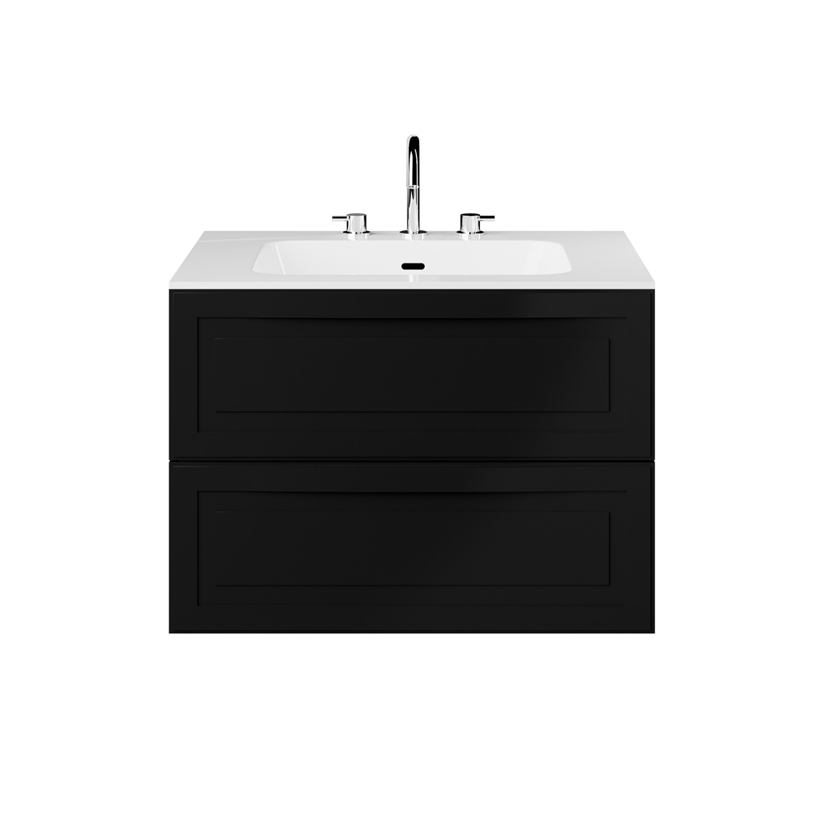 Alma Black 30" Vanity with Integrated White Solid Surface Top 